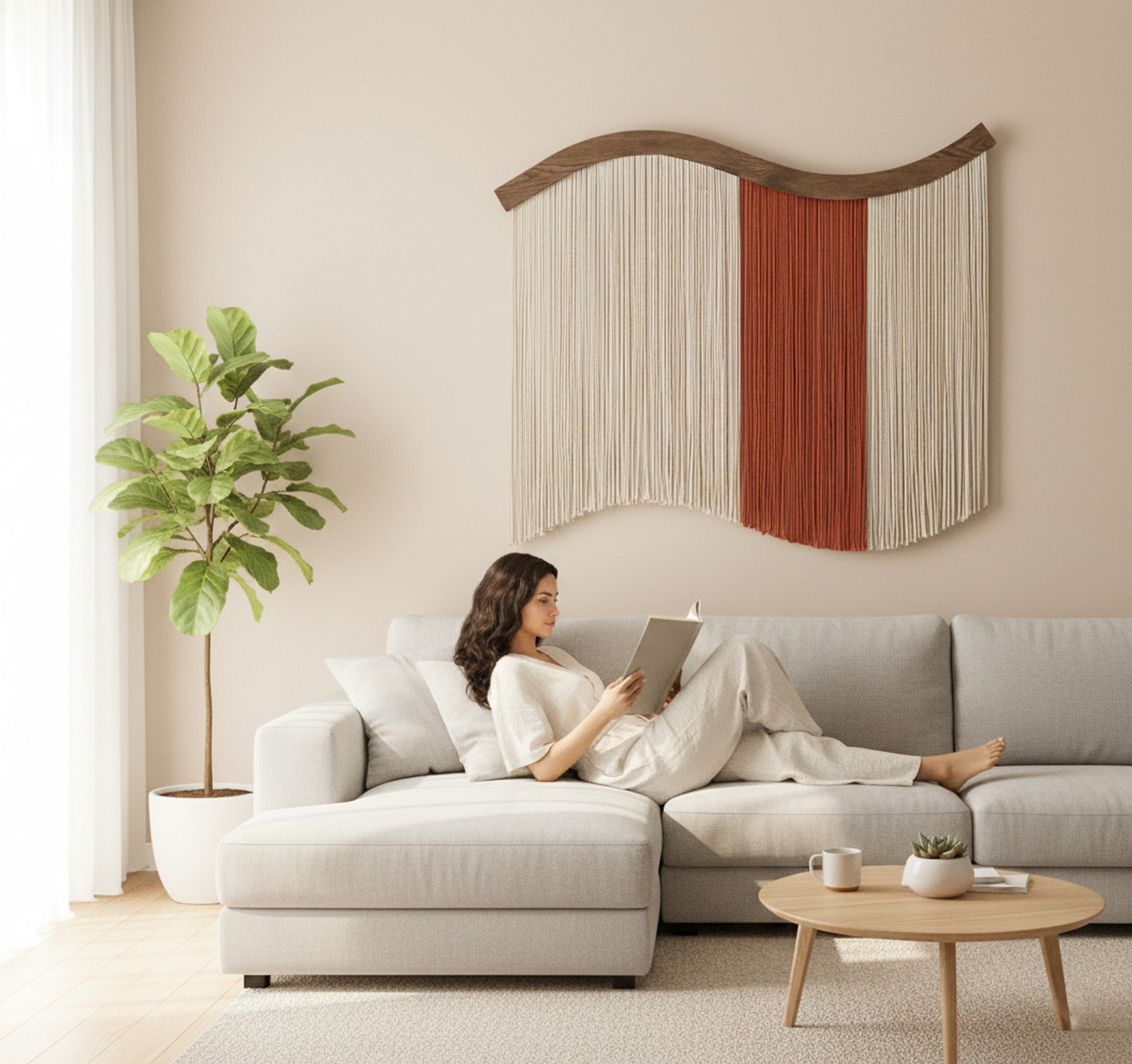 Whispering Fiber Wall Hanging – Modern Macrame Wall Art for Home U05