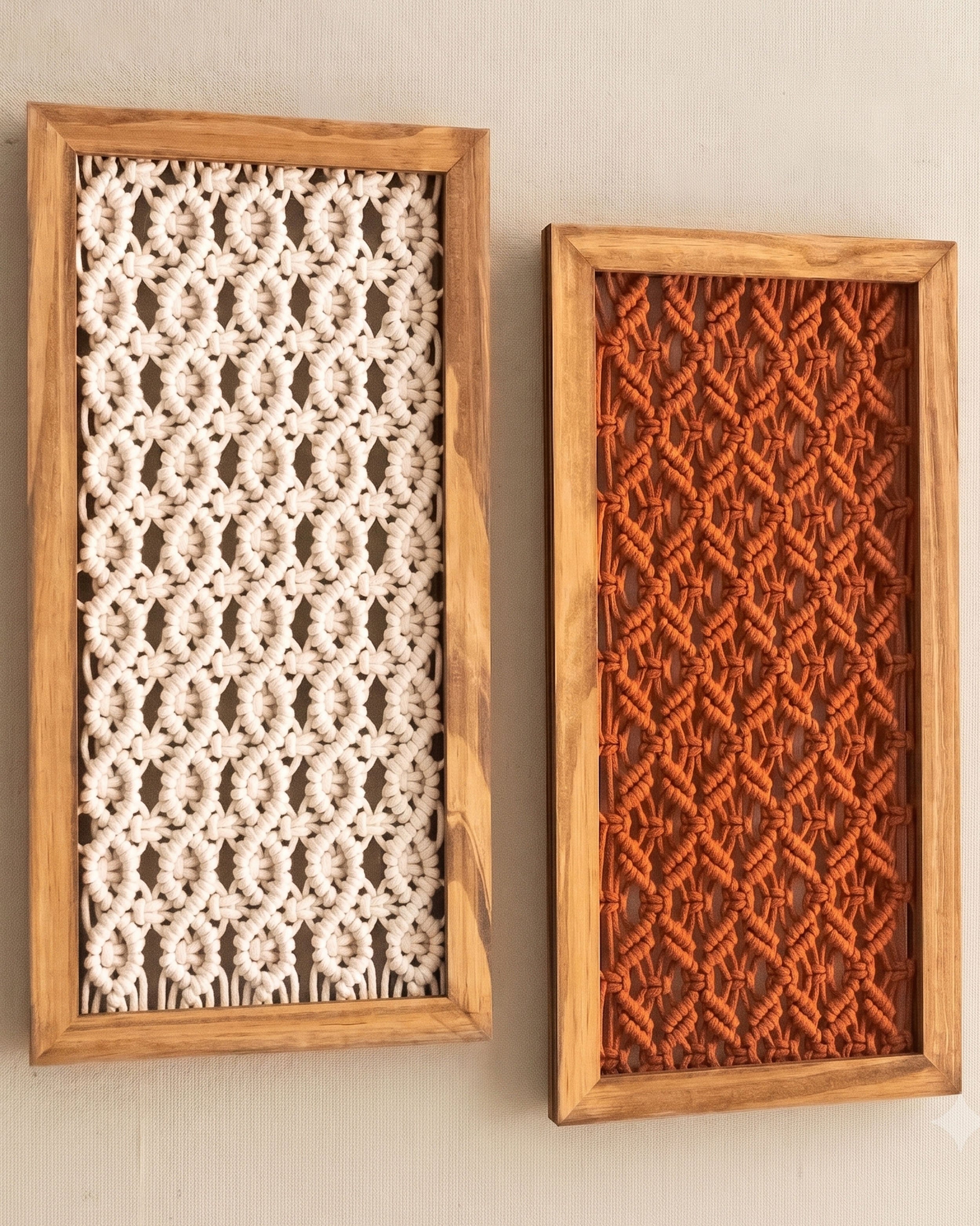 Framed Macrame Wall Hanging Decor Boho Wall Decor U45
