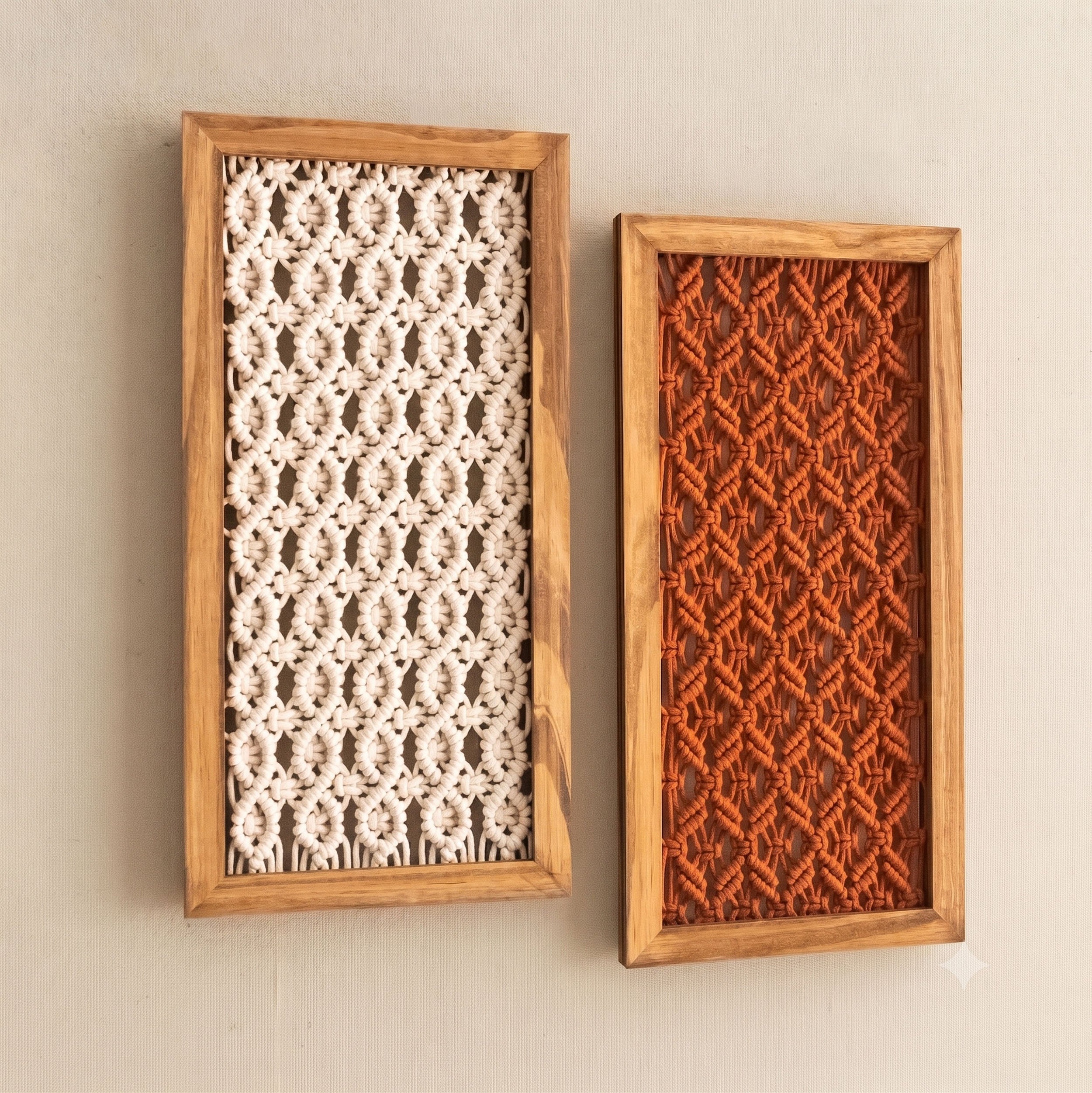 Framed Macrame Wall Hanging Decor Boho Wall Decor U45
