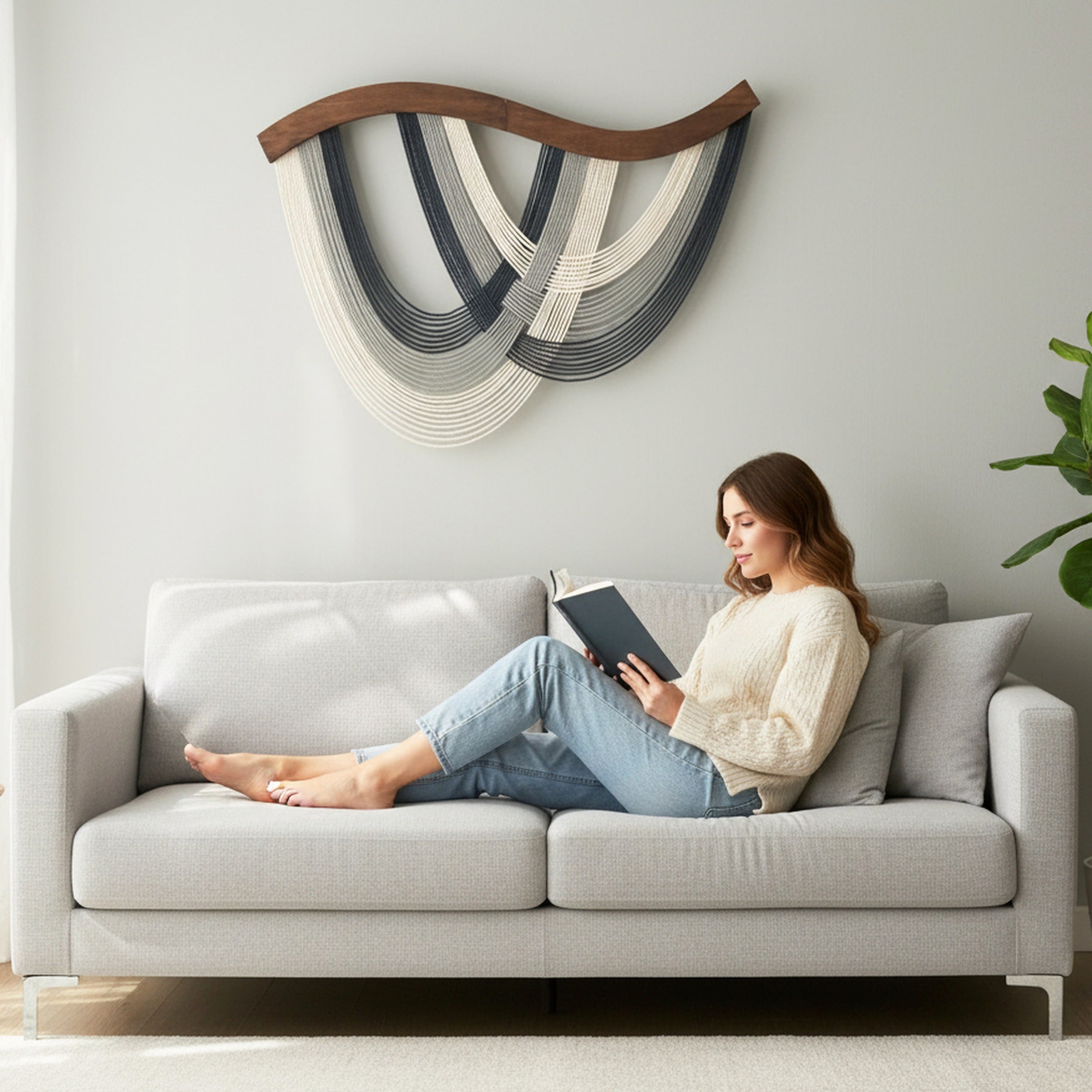 The Flow Wall Hanging for Home Decor and Abstract Neutral Art Accent V93