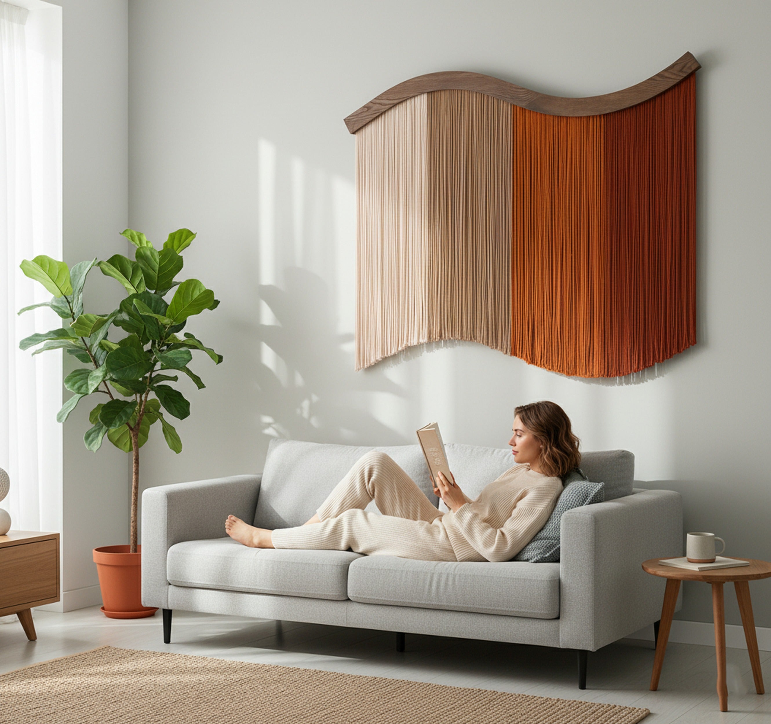 Four Seasons Wall Hanging Macrame Fiber for Rustic and Minimalist Decor U08