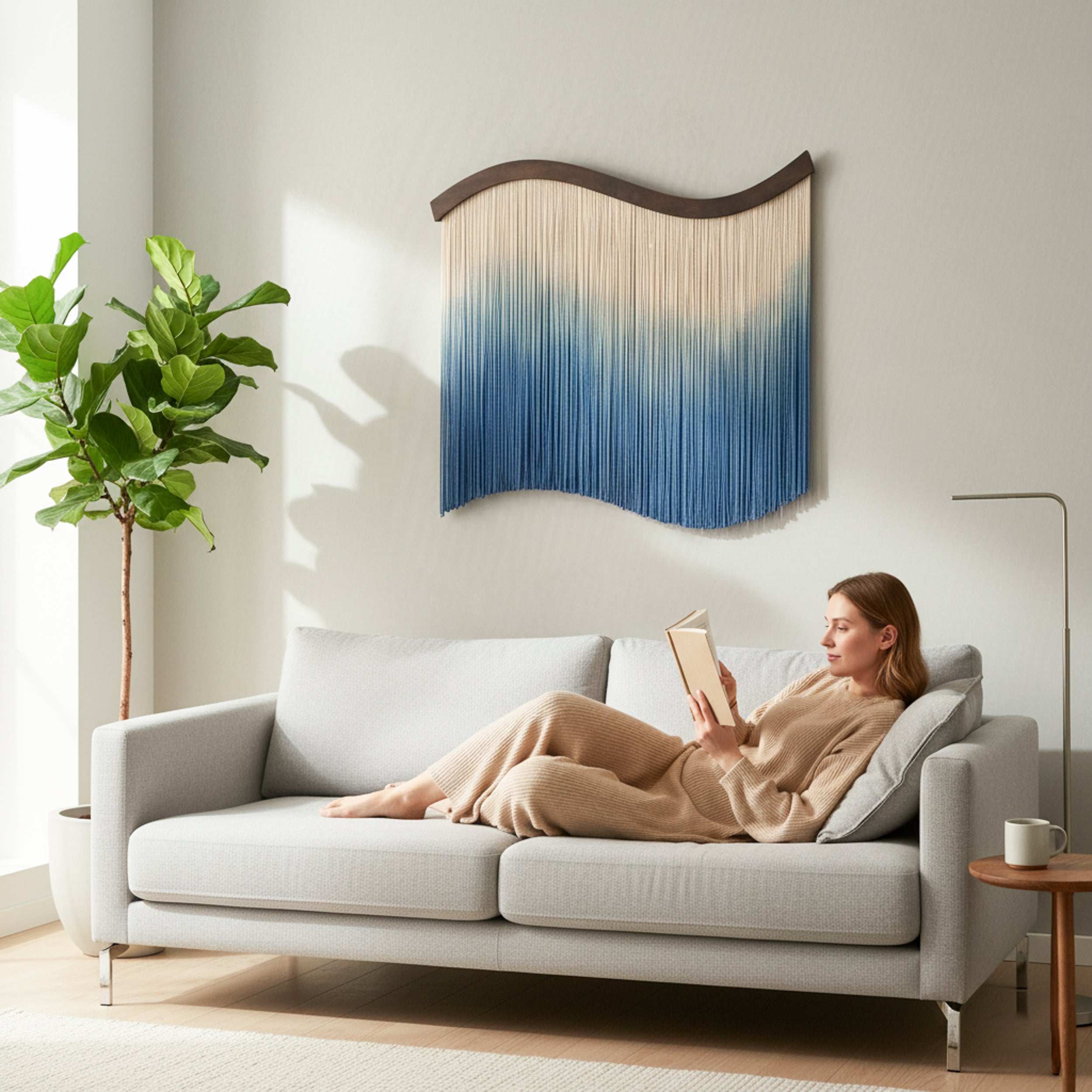 Deep Sea Macrame Wall Hanging – Large Boho Fiber Art U33