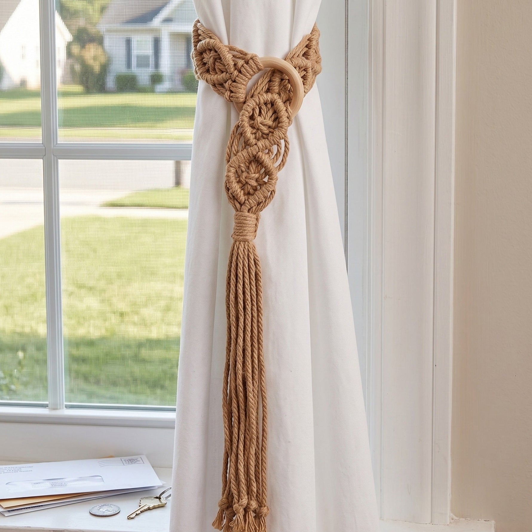 Macrame Curtain Tieback Tassel for Window Curtain Tieback C22