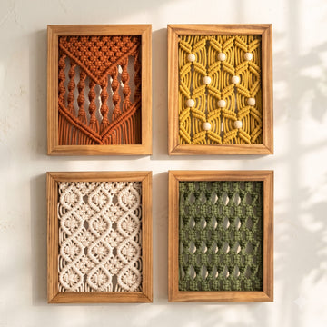 Framed Macrame Wall Hanging Decor with Wall Art Frame U37