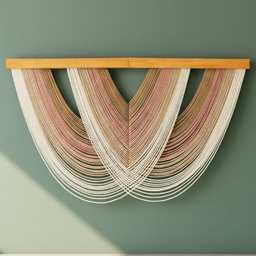 Green Arc Fiber Wall Art Macrame for Boho and Minimalist Wall Spaces V16