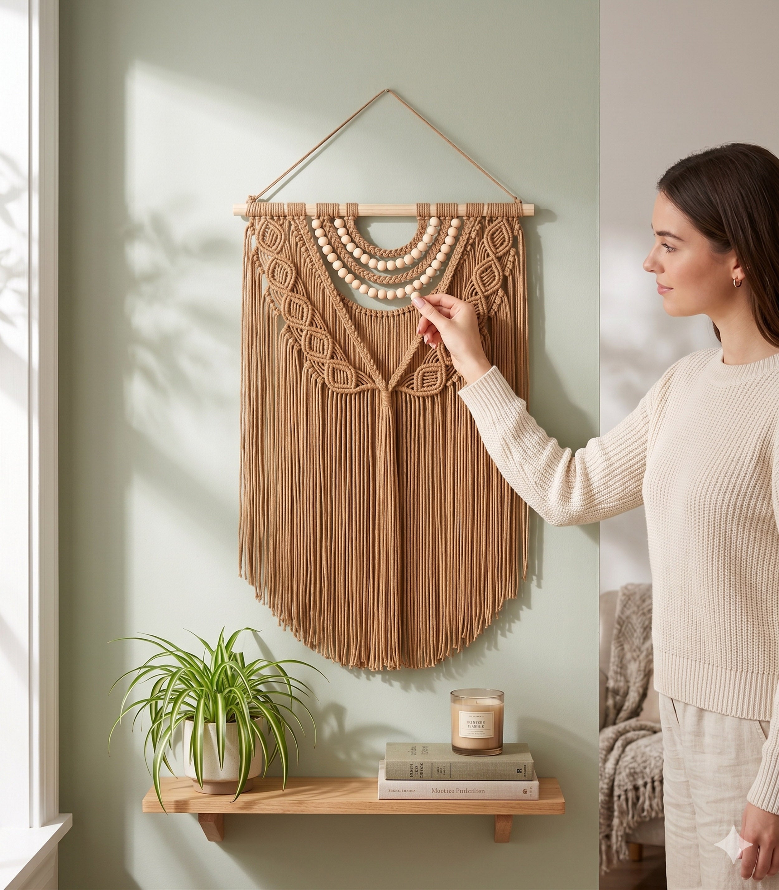 Macrame Wall Hanging Boho Wall Decor for Minimalist Wall Art W26