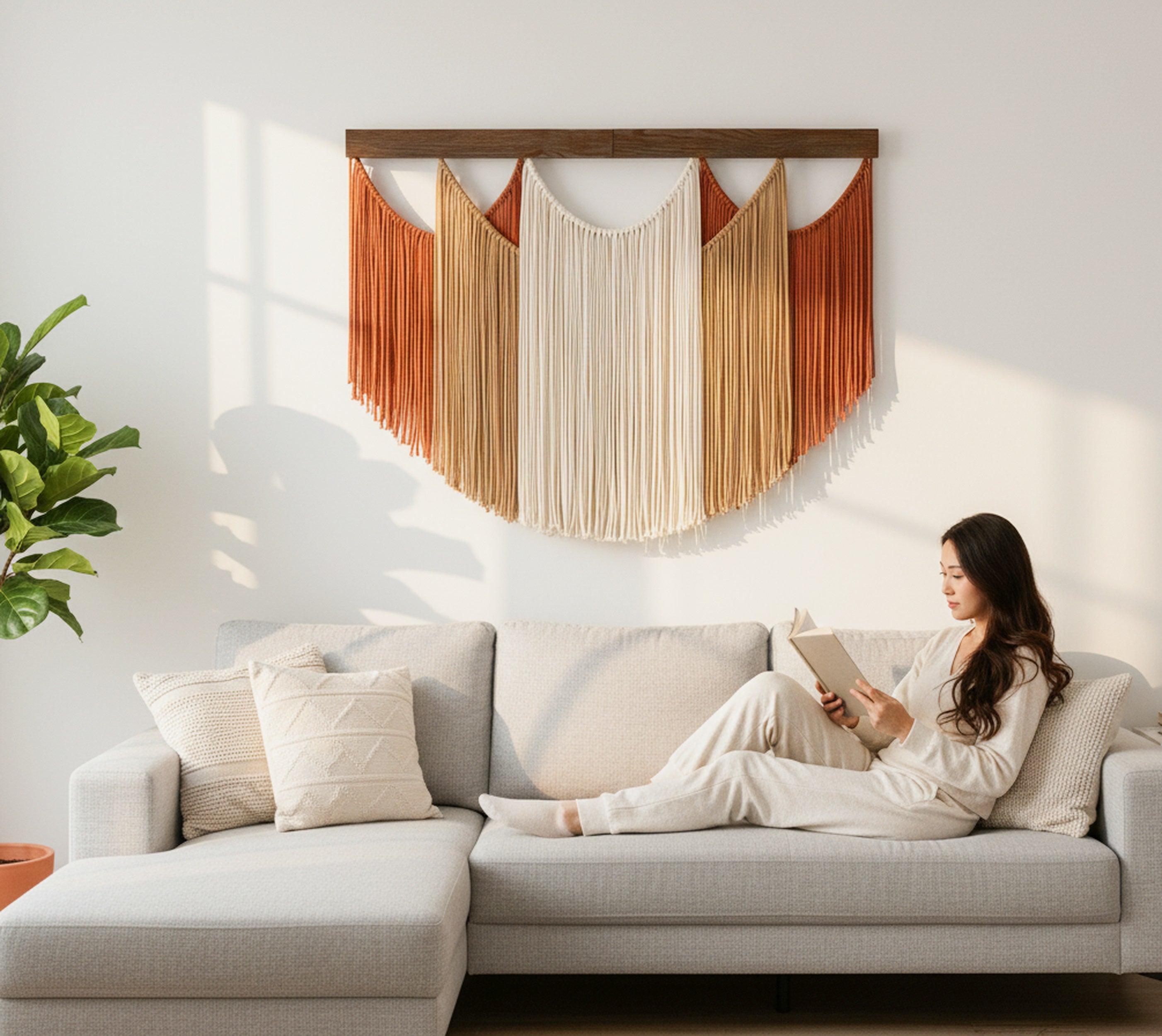 Soft Layers Wall Hanging – Large Macrame Fiber Art for Home Decor V29