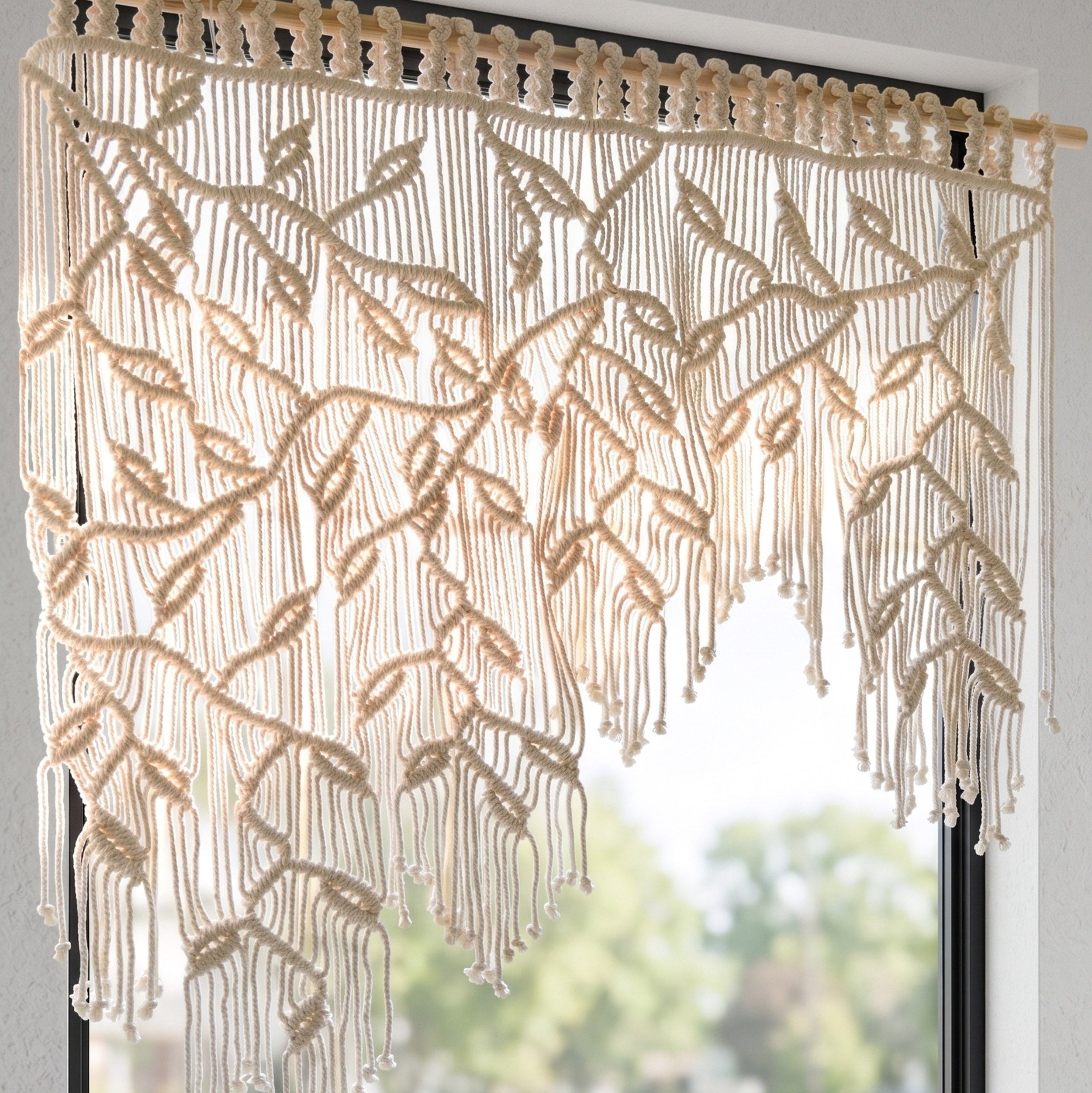 Macrame Curtain for Boho Room Divider and Fiber Art Decor C10