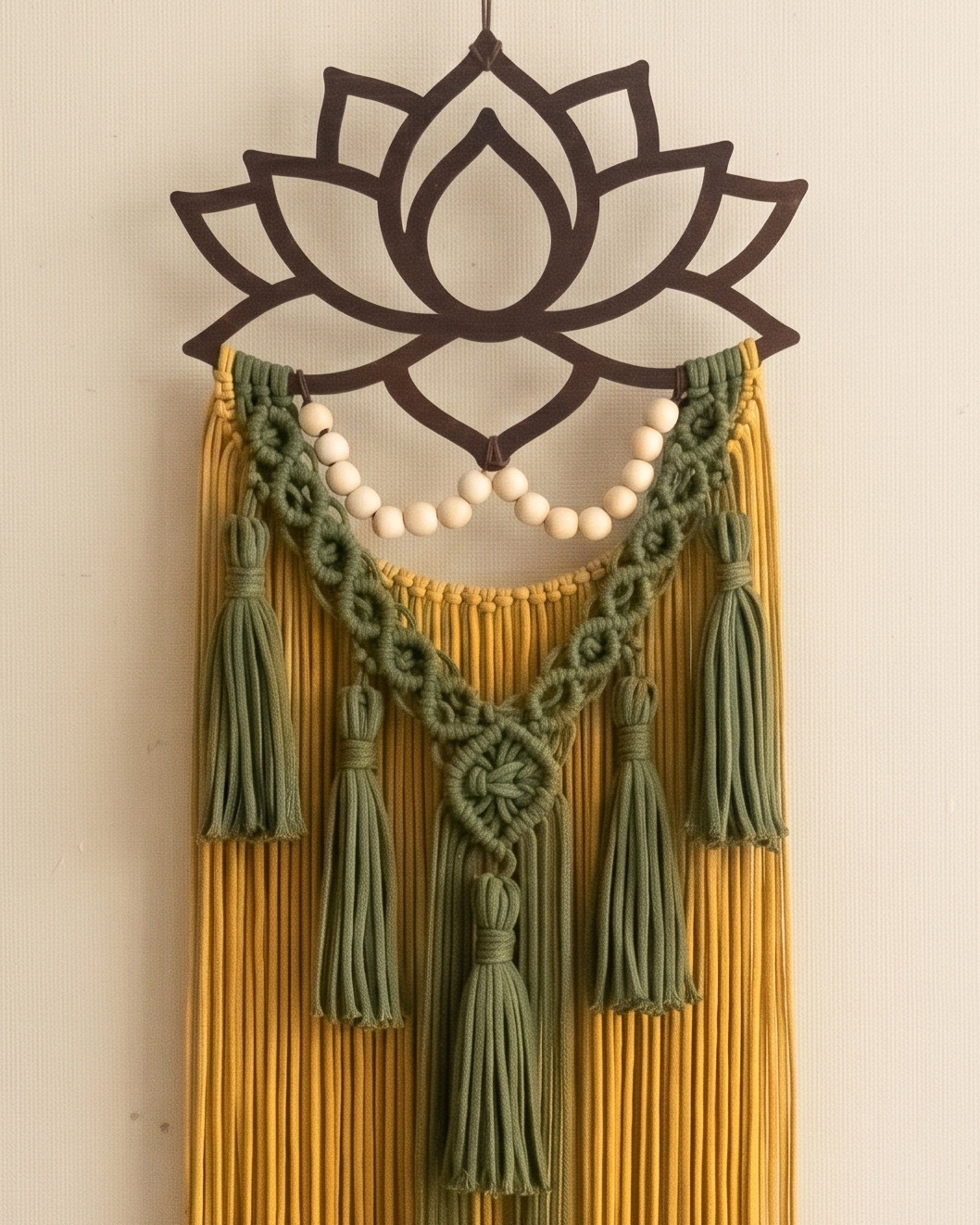 Lotus Macrame Wall Hanging With Tassels for Yoga Decor U20