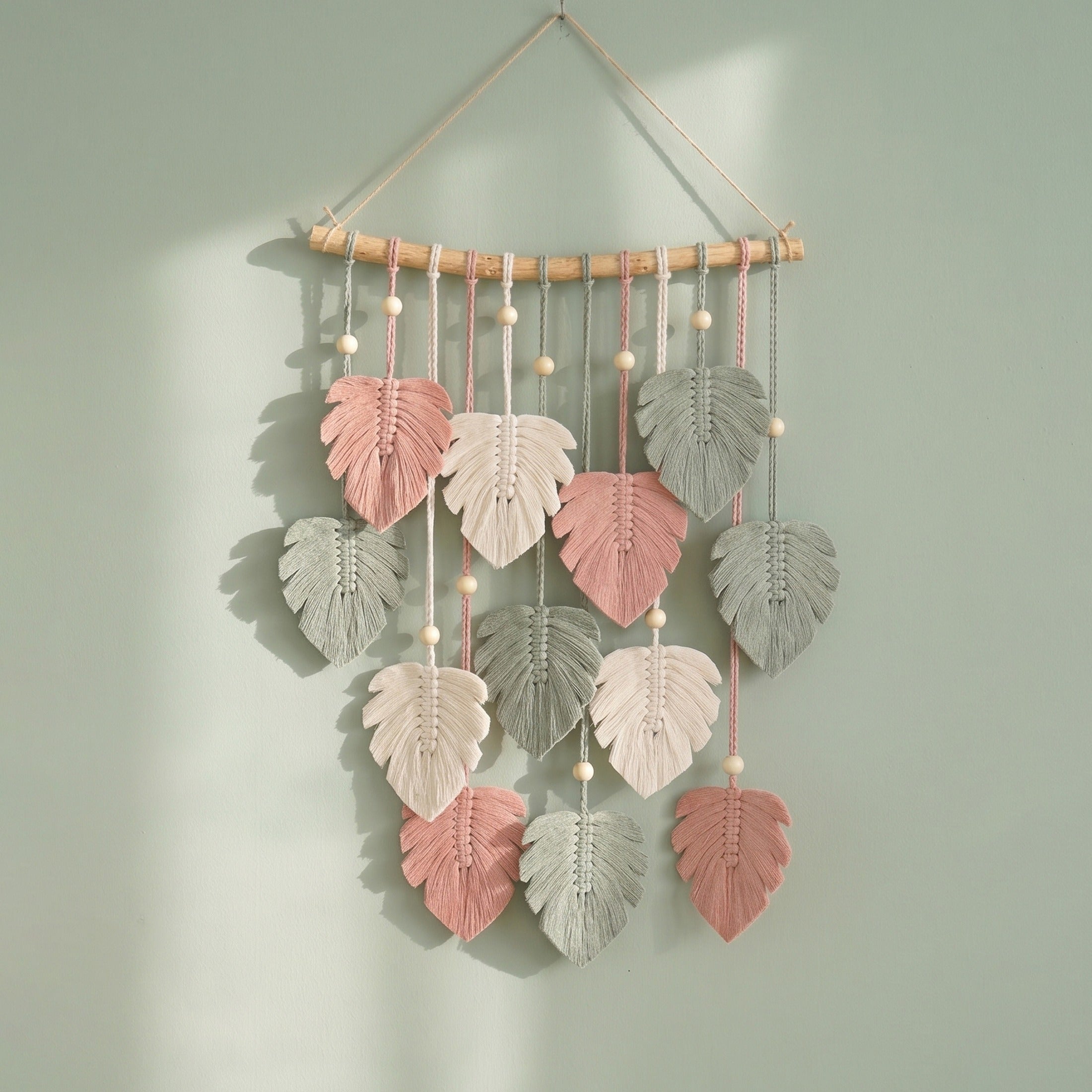 Macrame Leaves Wall Hanging Cotton for Boho Leaf Decor L47