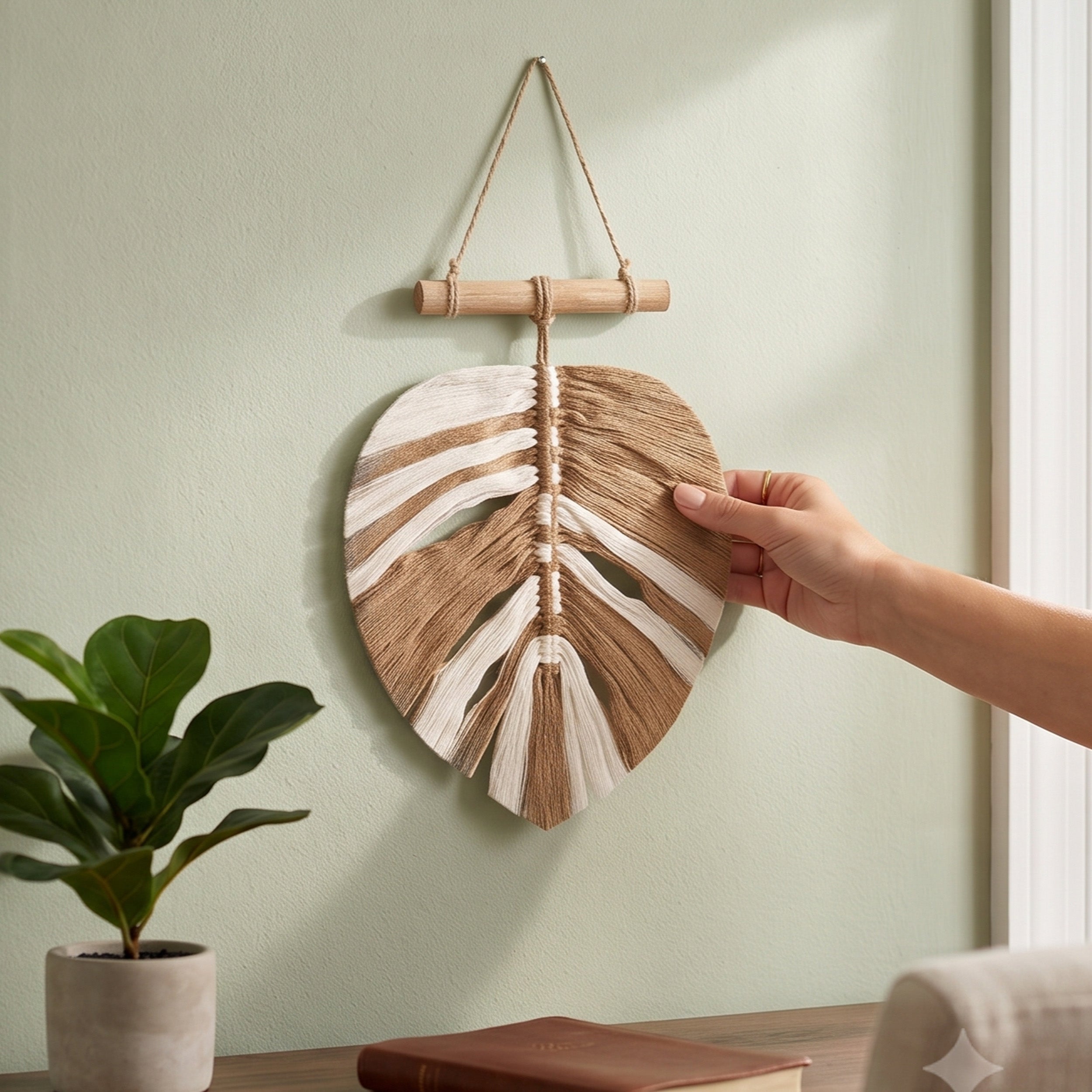 Macrame Leaves Wall Hanging Cotton for Modern Boho Homes L41