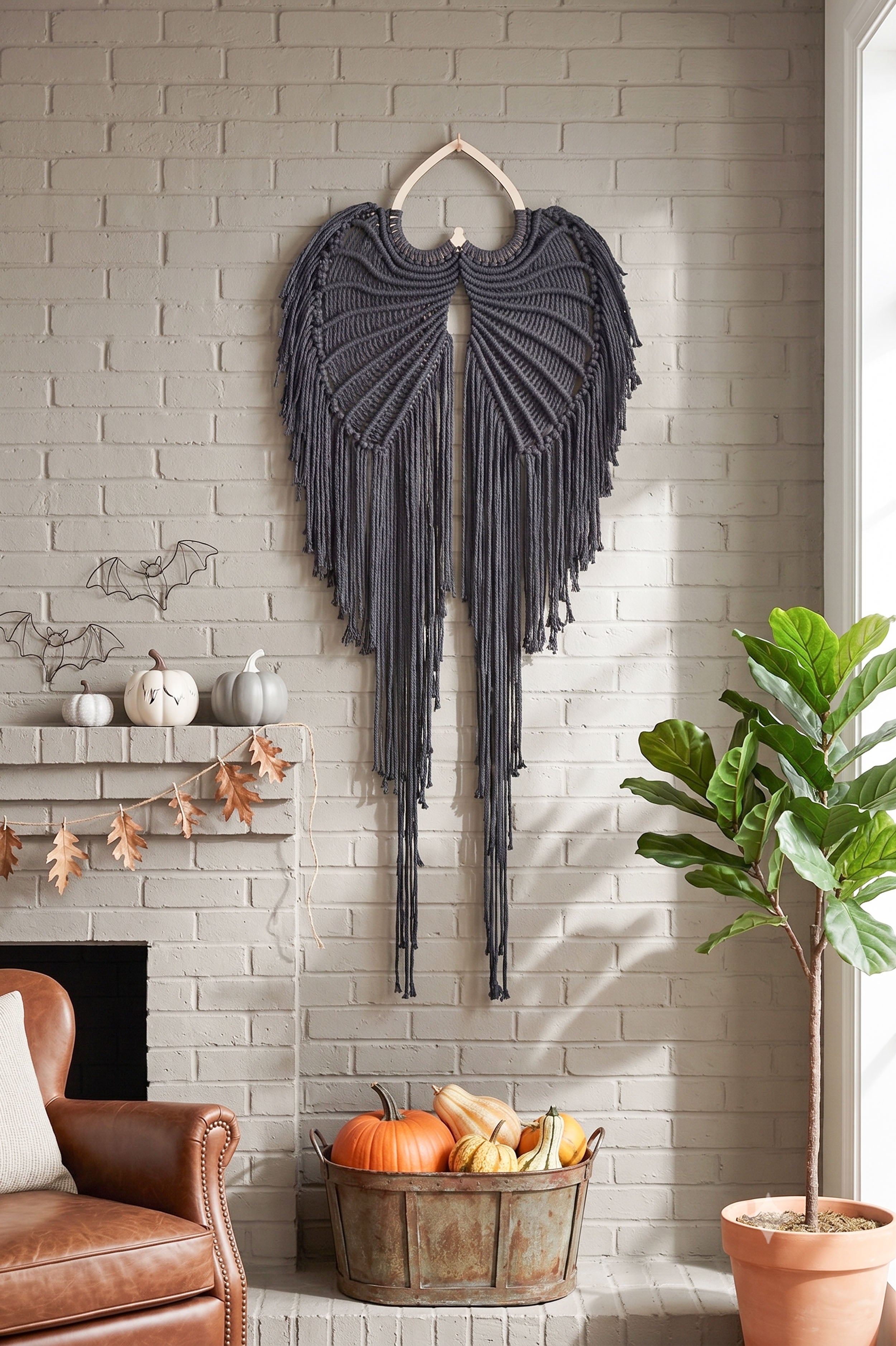 Macrame Angel Wings Halloween Decor for Halloween Wall Decor W53