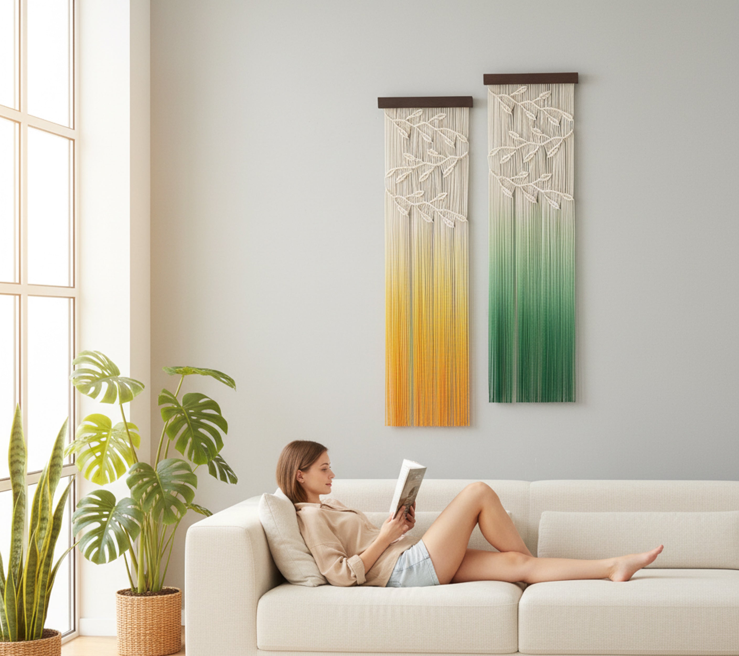 Whisper of Leaves Macrame Wall Hanging – Wall Hanging Decor and Fiber Wall Art U29