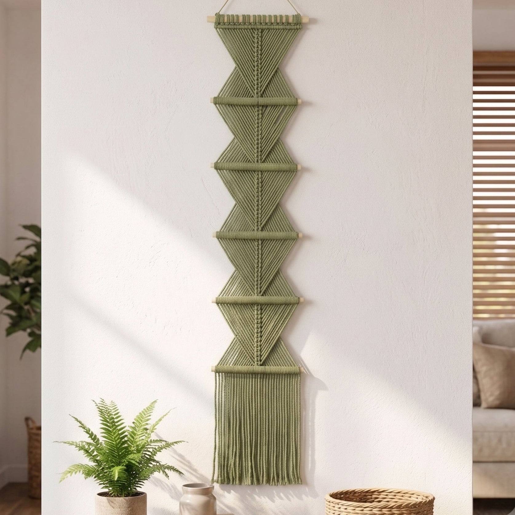 Macrame Wall Hanging Cotton Cord Boho Wall Decor for Geometric Style W06