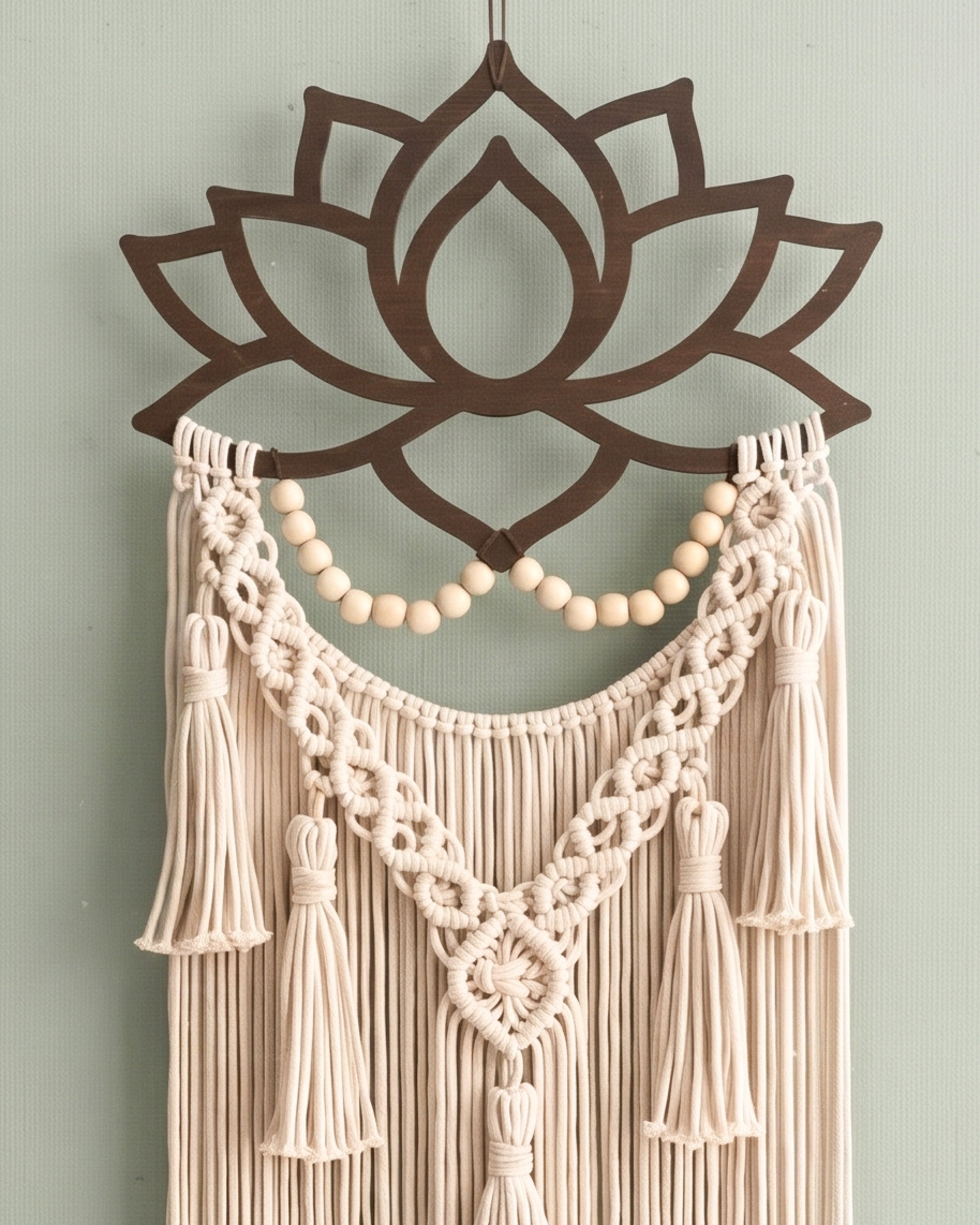 Lotus Macrame Wall Hanging With Tassels Boho Wall Decor U20