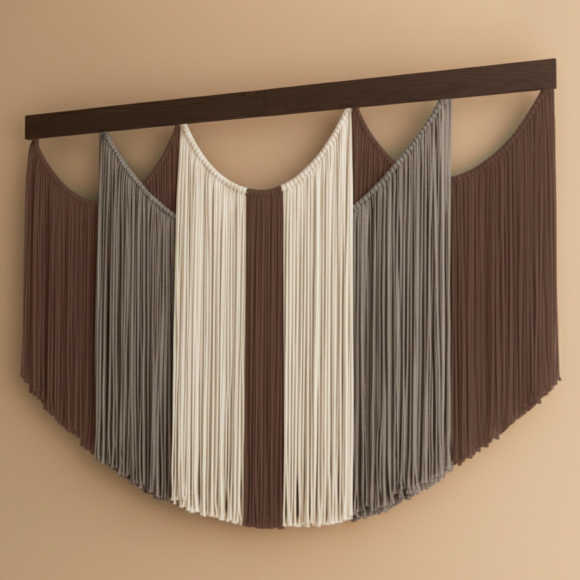 The Calm Macrame Wall Hanging – Neutral Boho Fiber Wall Art V90