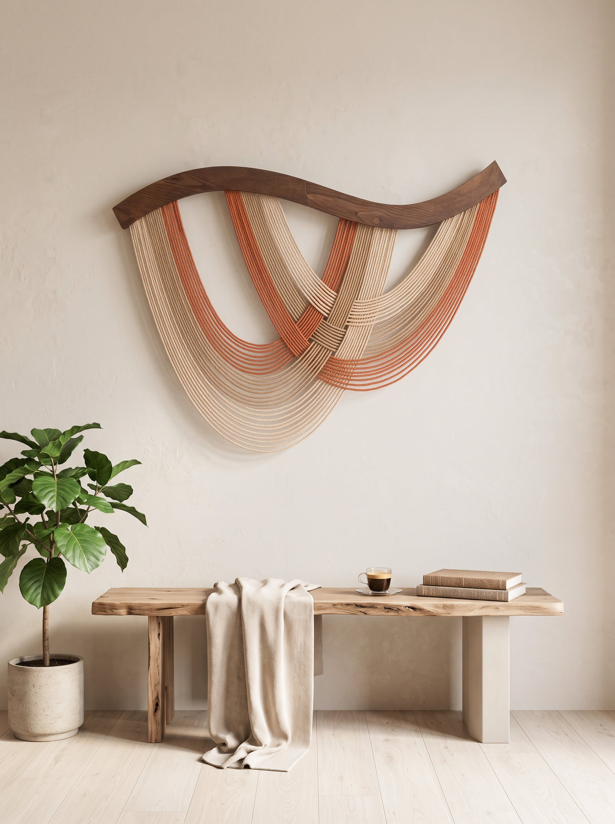 The Flow Wall Hanging – Cotton Macrame Wave Art for Boho Decor V93
