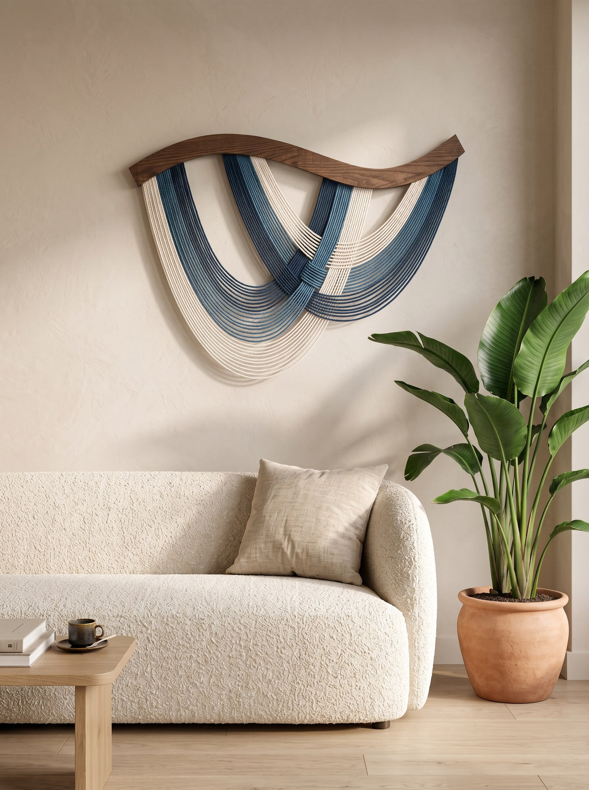 The Flow Wall Hanging – Cotton Macrame Wave Art for Boho Decor V93