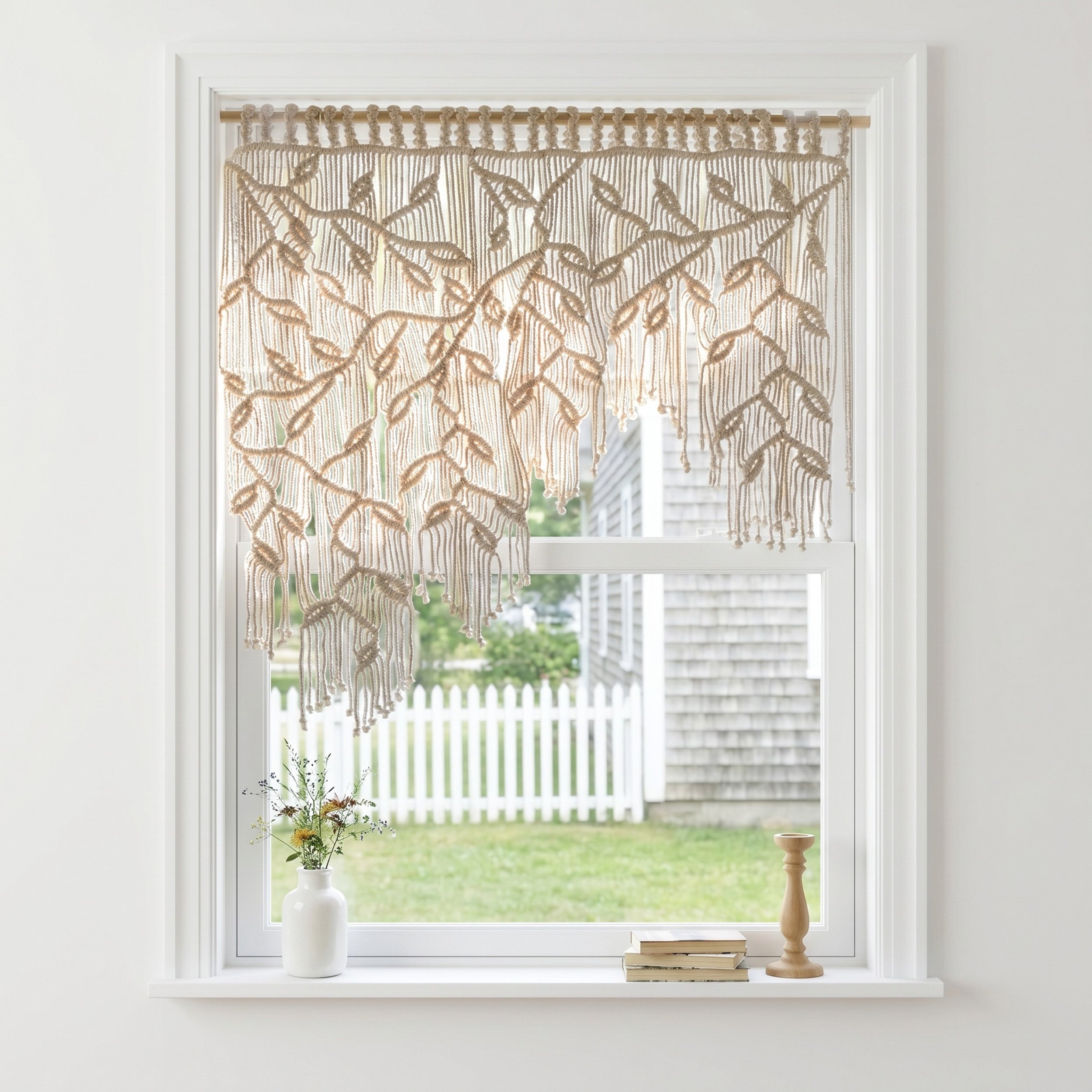 Macrame Curtain for Boho Room Divider and Fiber Art Decor C10