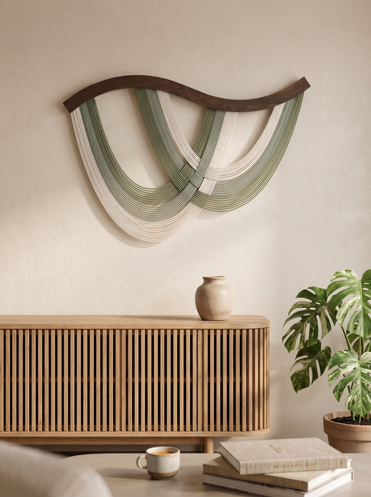 The Flow Wall Hanging – Cotton Macrame Wave Art for Boho Decor V93