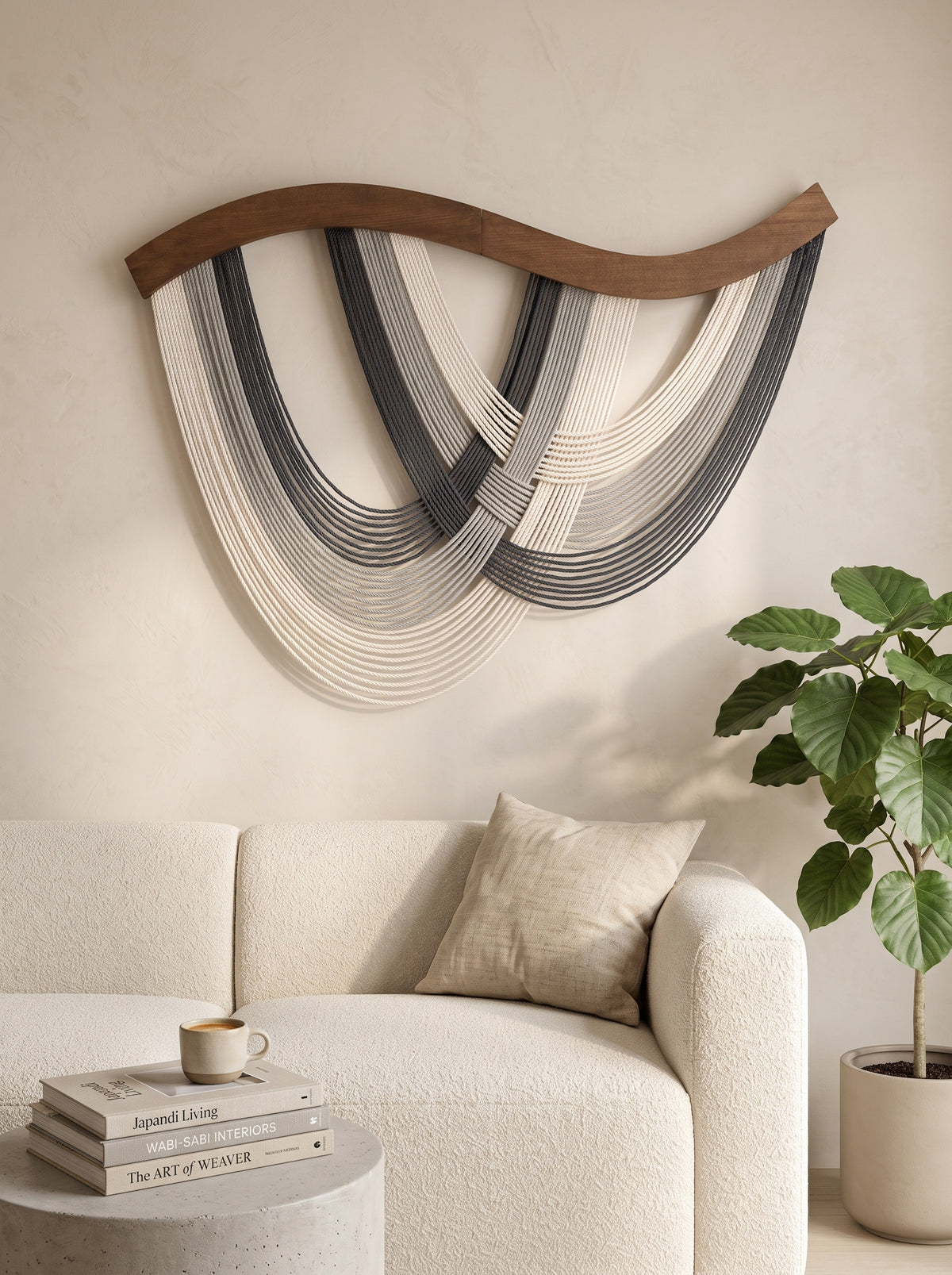 The Flow Wall Hanging – Cotton Macrame Wave Art for Boho Decor V93