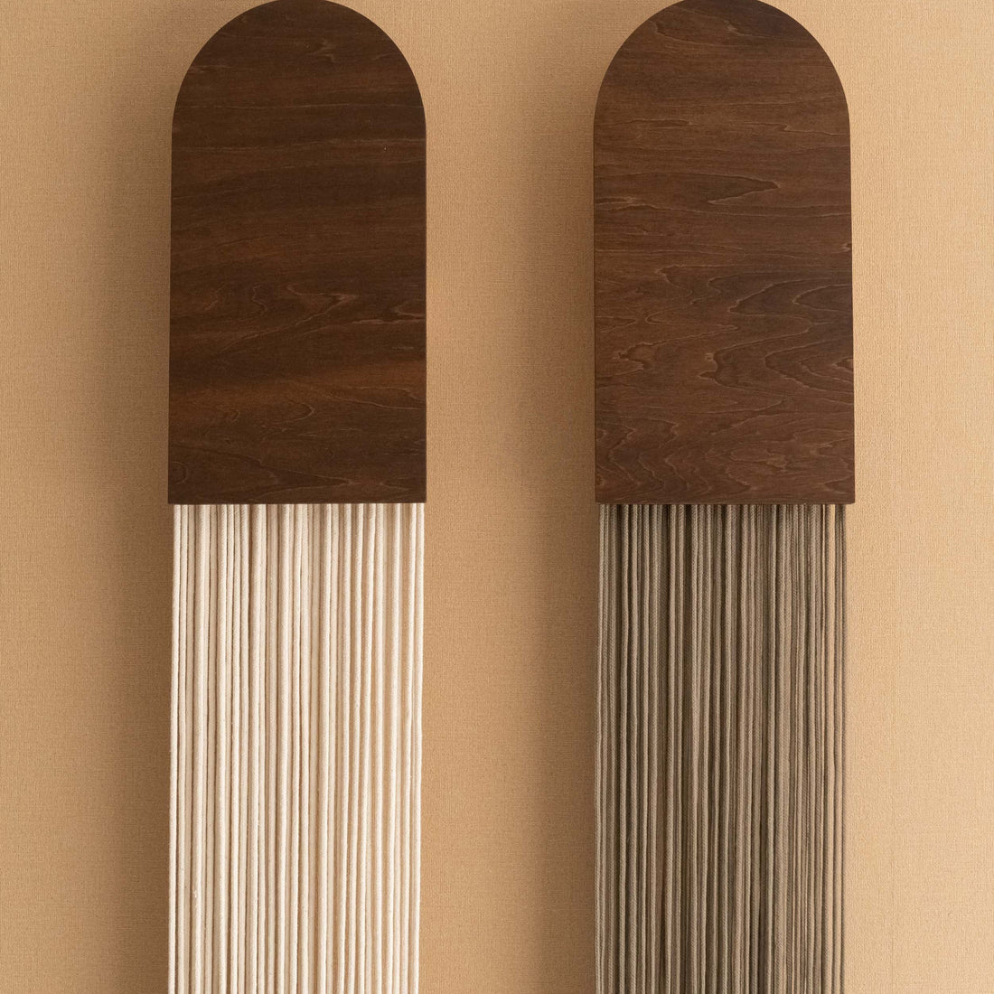 Stillness - Minimalist Tall Macrame Wall Hanging in Calm Neutrals V80