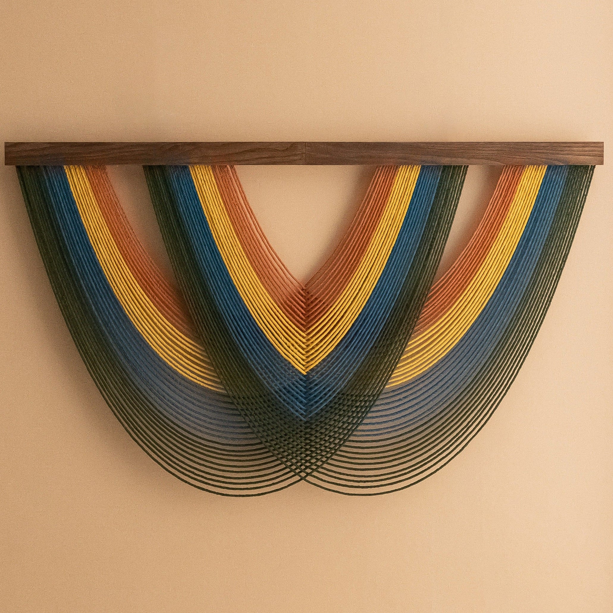 Green Arc Fiber Wall Art Macrame for Modern and Neutral Wall Decor V16