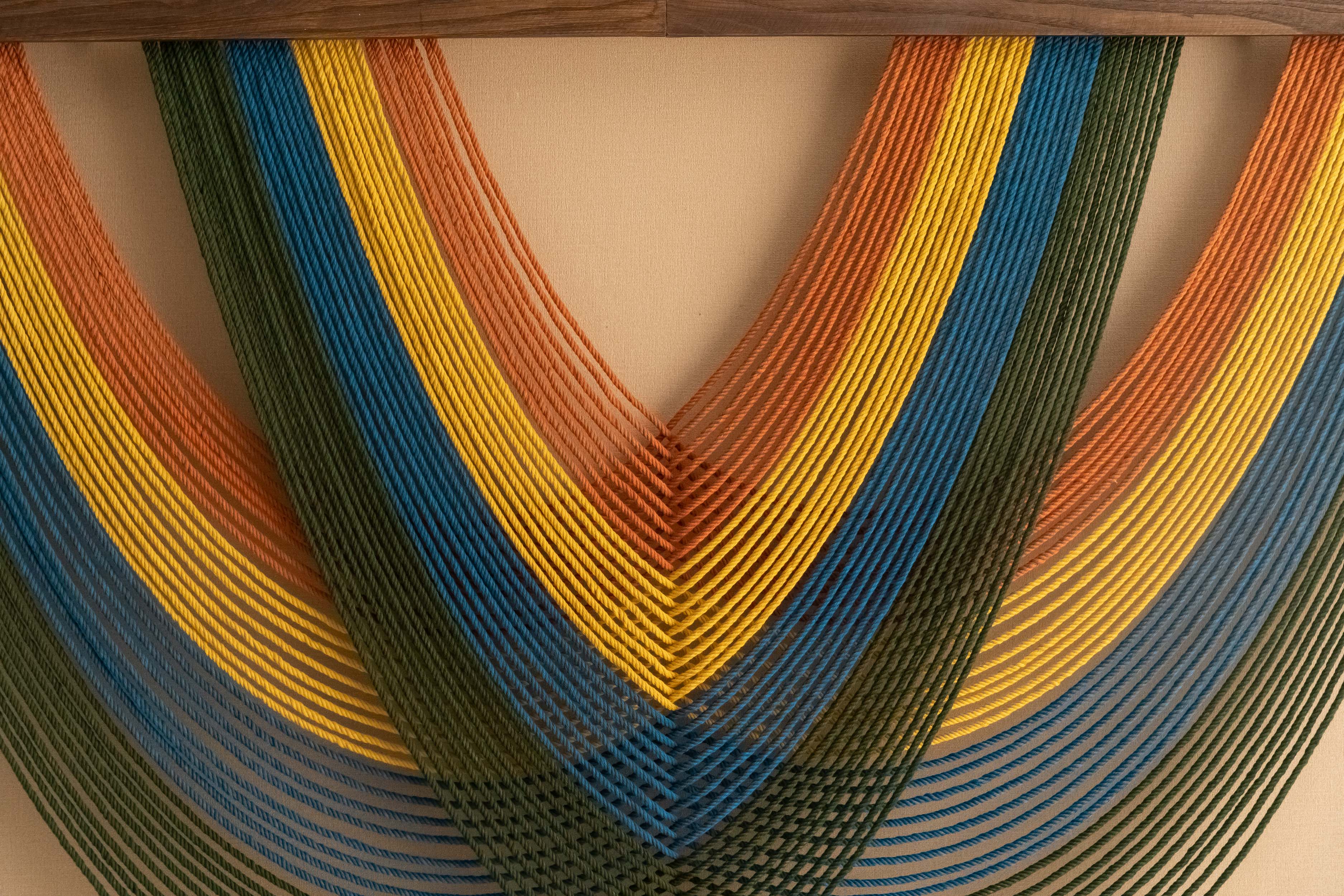 Green Arc Fiber Wall Art Macrame for Modern and Neutral Wall Decor V16