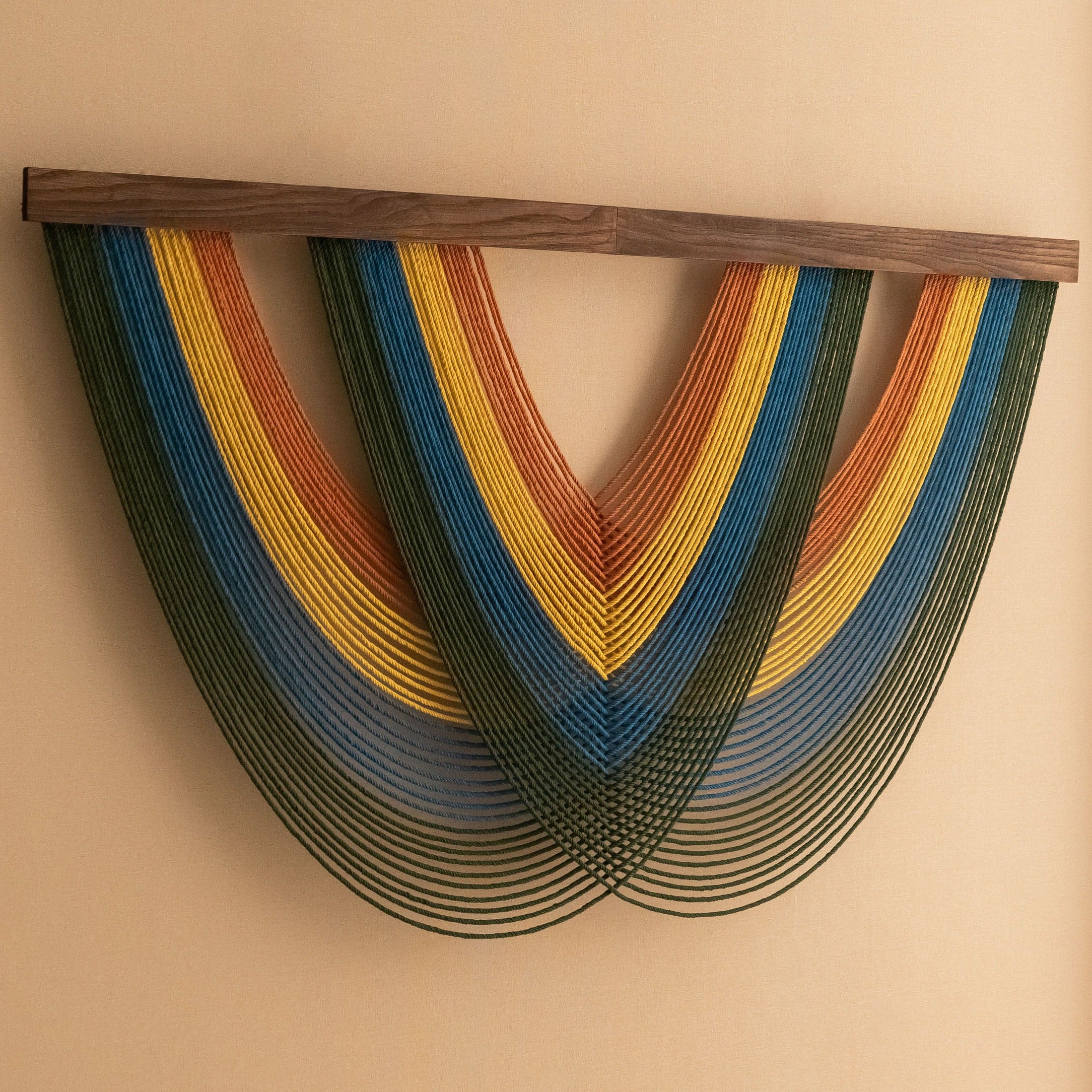 Green Arc Fiber Wall Art Macrame for Modern and Neutral Wall Decor V16