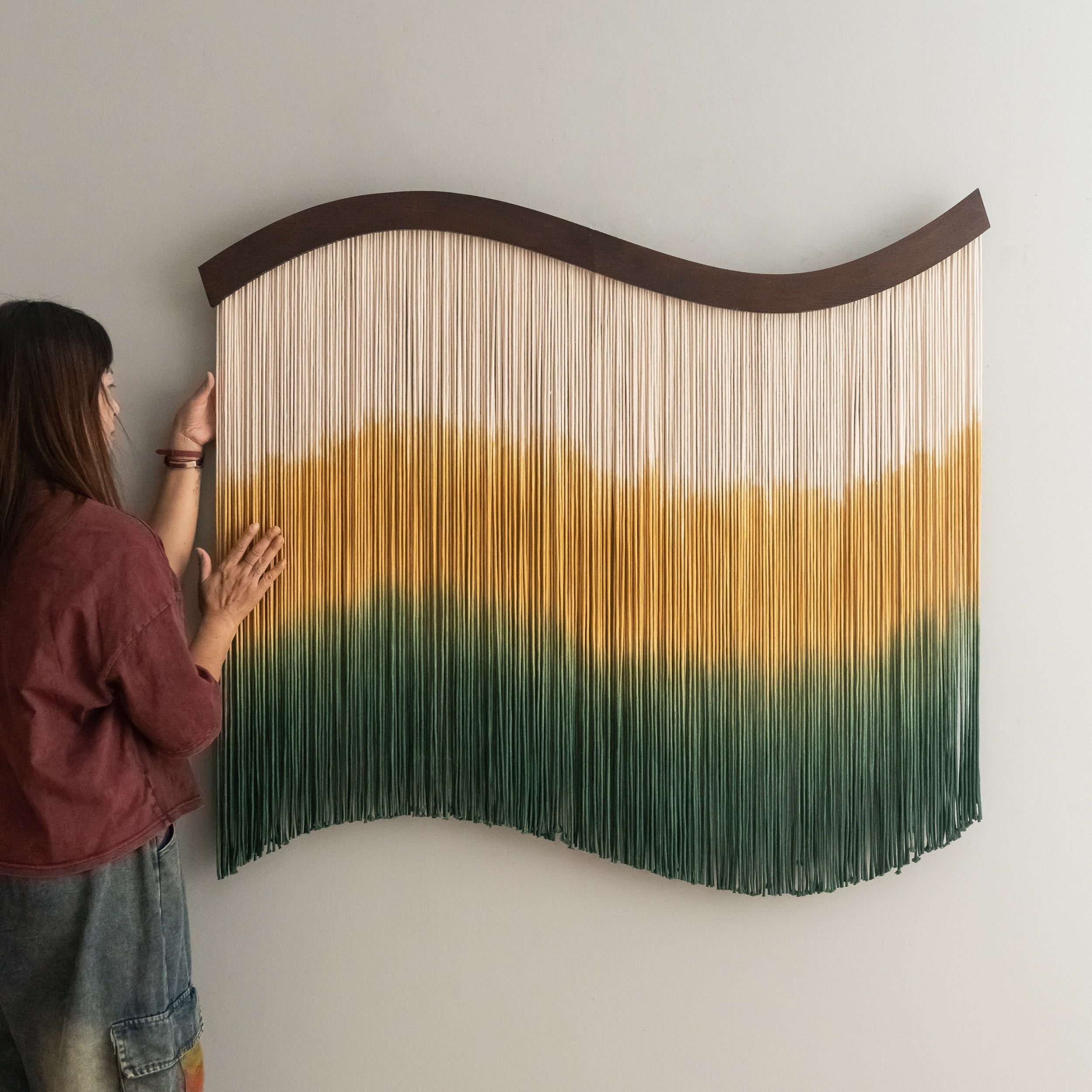 Waves of Joy Macrame Wall Hanging – Wall Hanging Decor and Fiber Wall Art U26