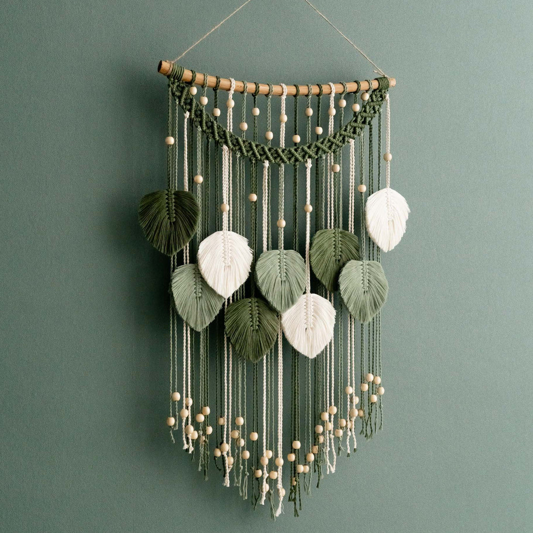 Macrame Leaf Wall Hanging with cotton cord, Boho Wall Art and Modern Style L22