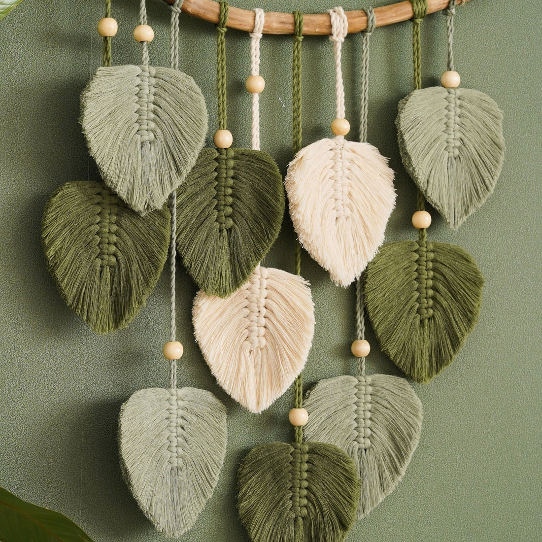 Macrame Leaf Wall Hanging cotton cord for Boho Wall Decor and Handmade Leaf Design L02