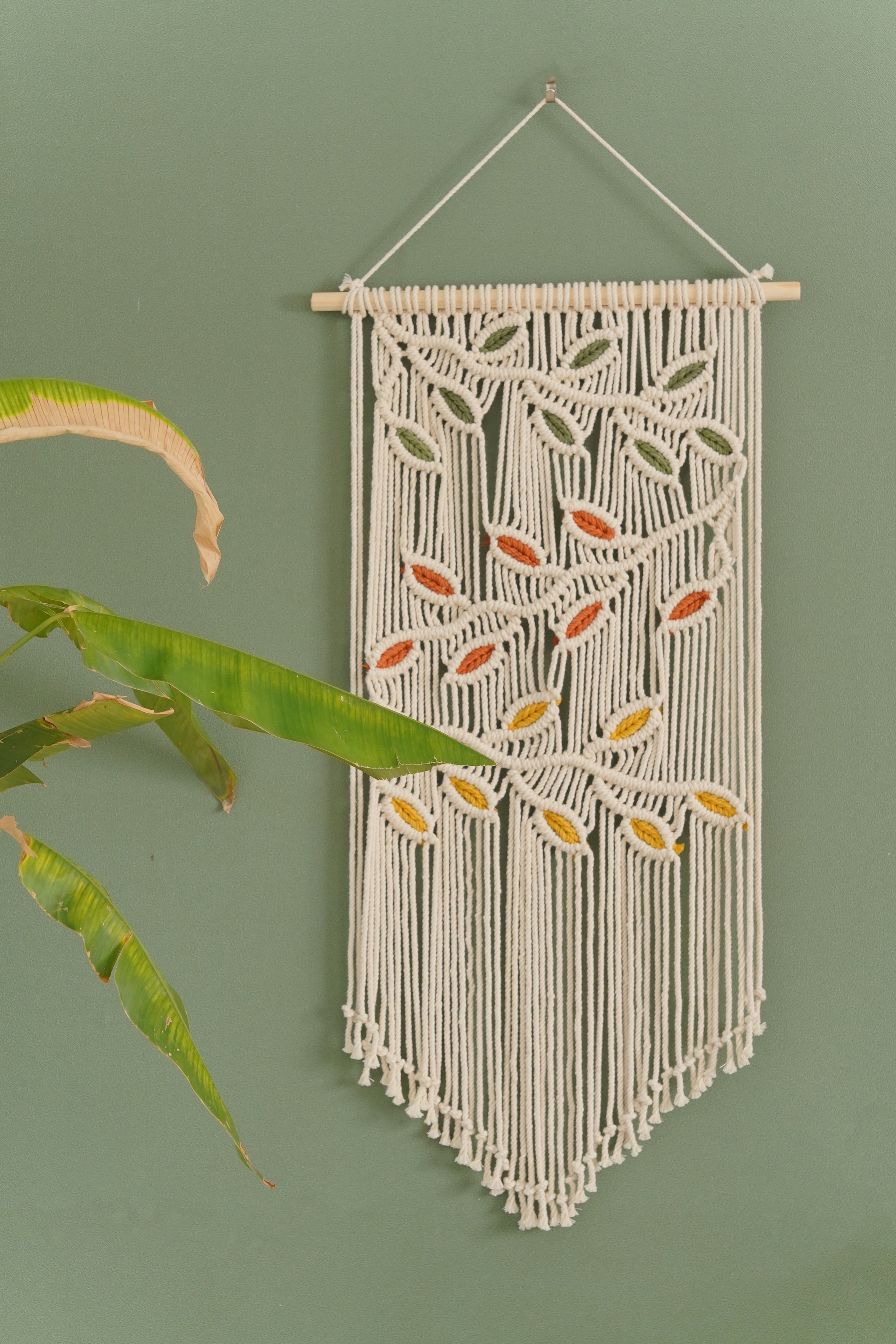 Macrame Wall Hanging Boho Wall Decor with Fiber Wall Art W16