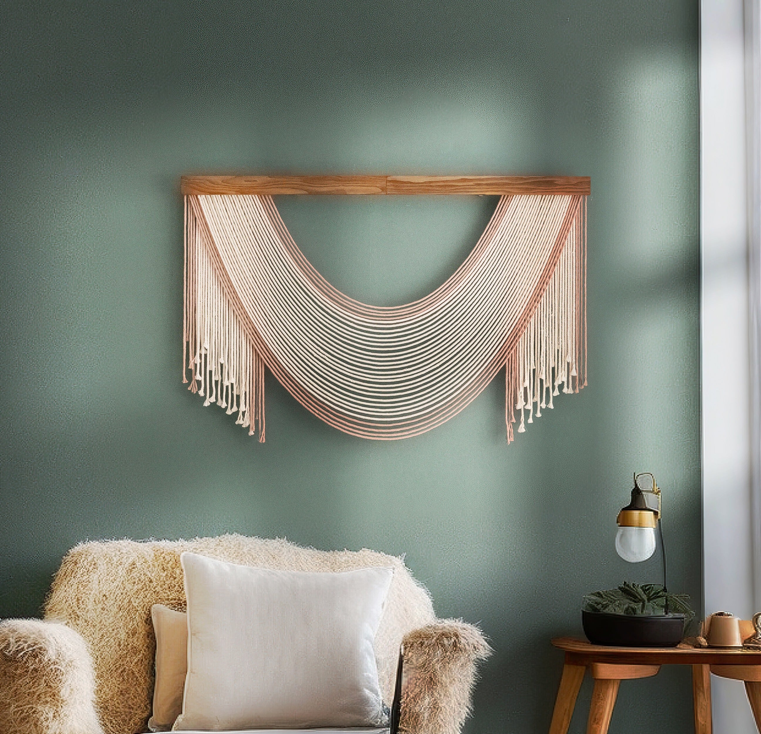 Macrame Fiber Wall Hanging For Elegant Boho Home Accents