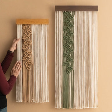 Leafline Wall Hanging – Macrame Leaf Vine Art for Boho Home V95