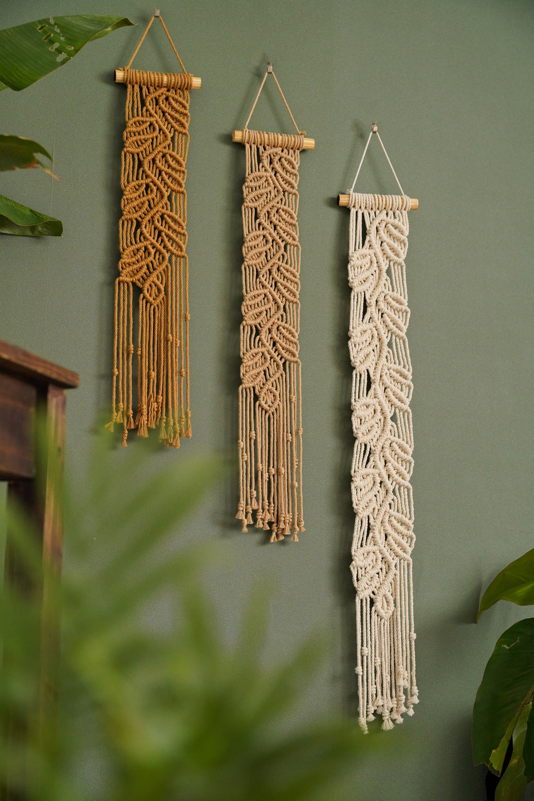 Macrame Leaf Wall Hanging cotton for Boho Wall Decor and Leaf Design W15