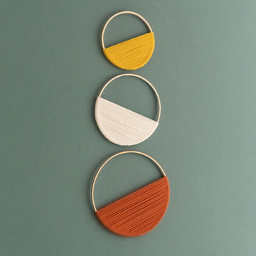 Set Macrame Circle Wall Decor - Boho Minimalist Wrapped Ring Art W23