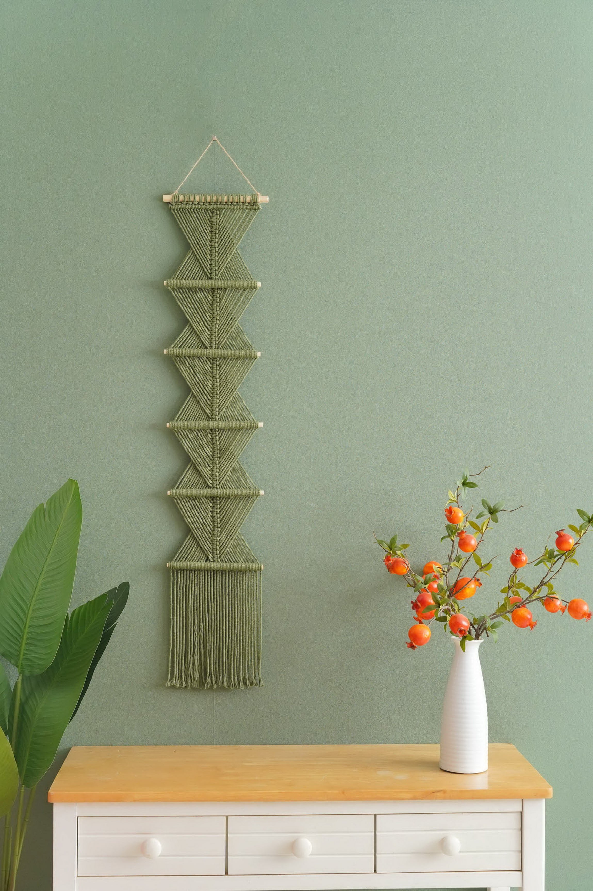 Macrame Wall Hanging Cotton Cord Boho Wall Decor for Geometric Style W06