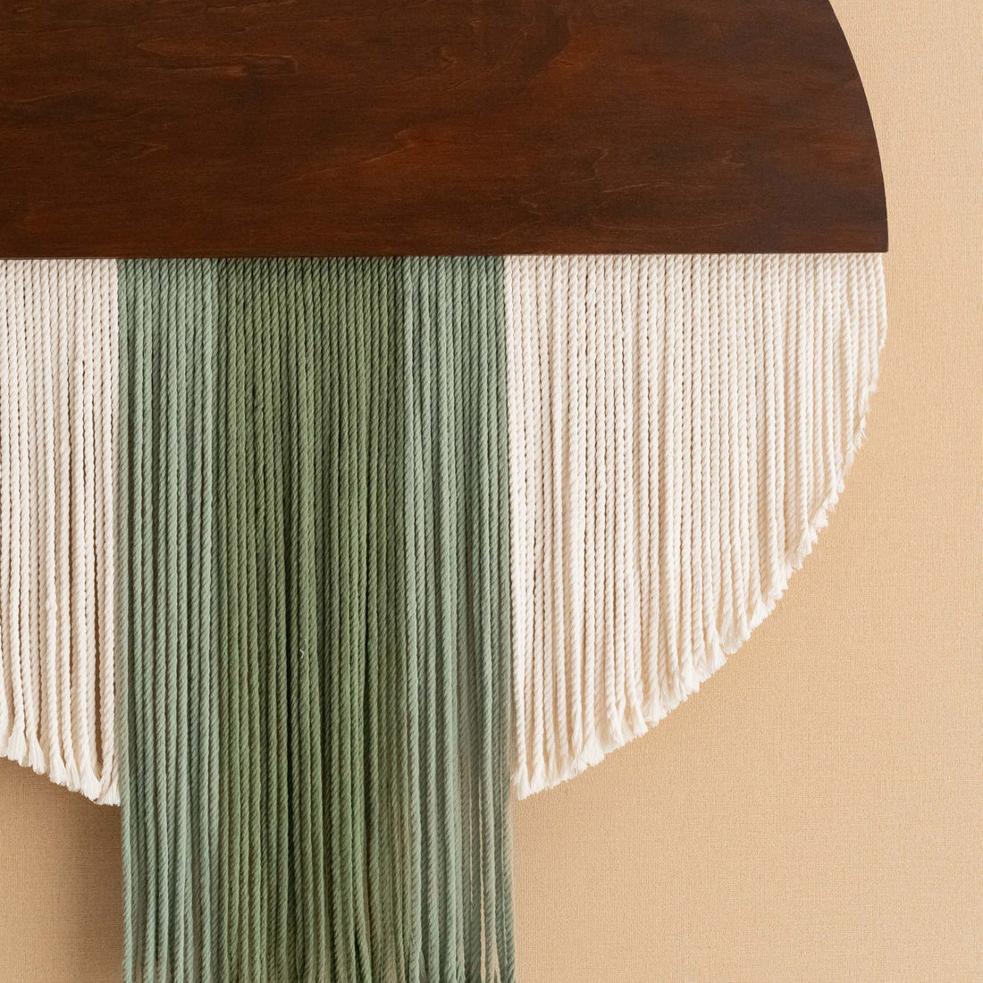 The Bloom - Semi Circle Macrame Wall Hanging in Green & Cream V60