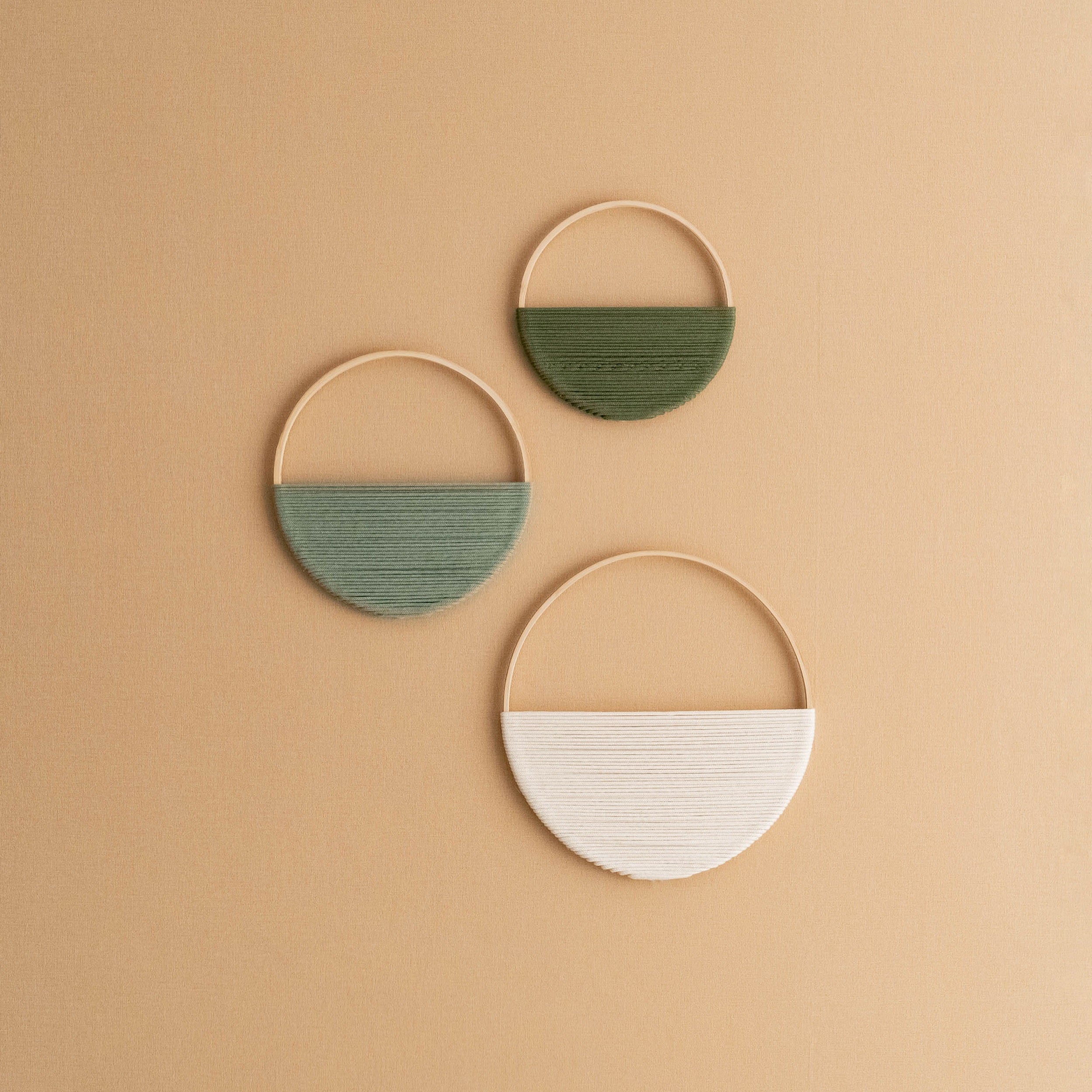 Set Macrame Circle Wall Decor - Boho Minimalist Wrapped Ring Art W23