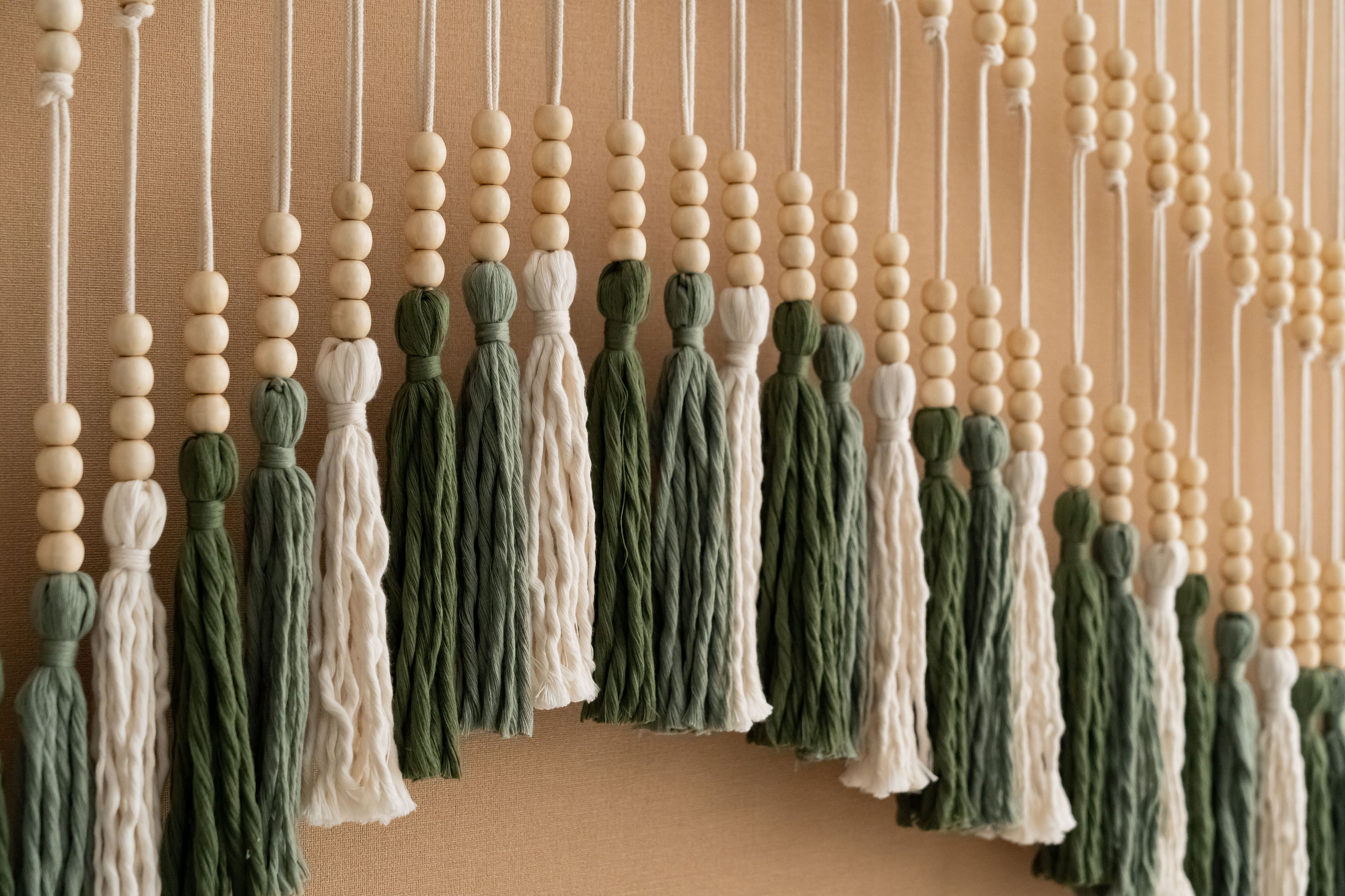 The Melody - Macrame Tassel Wall Hanging with Wood Beads V55