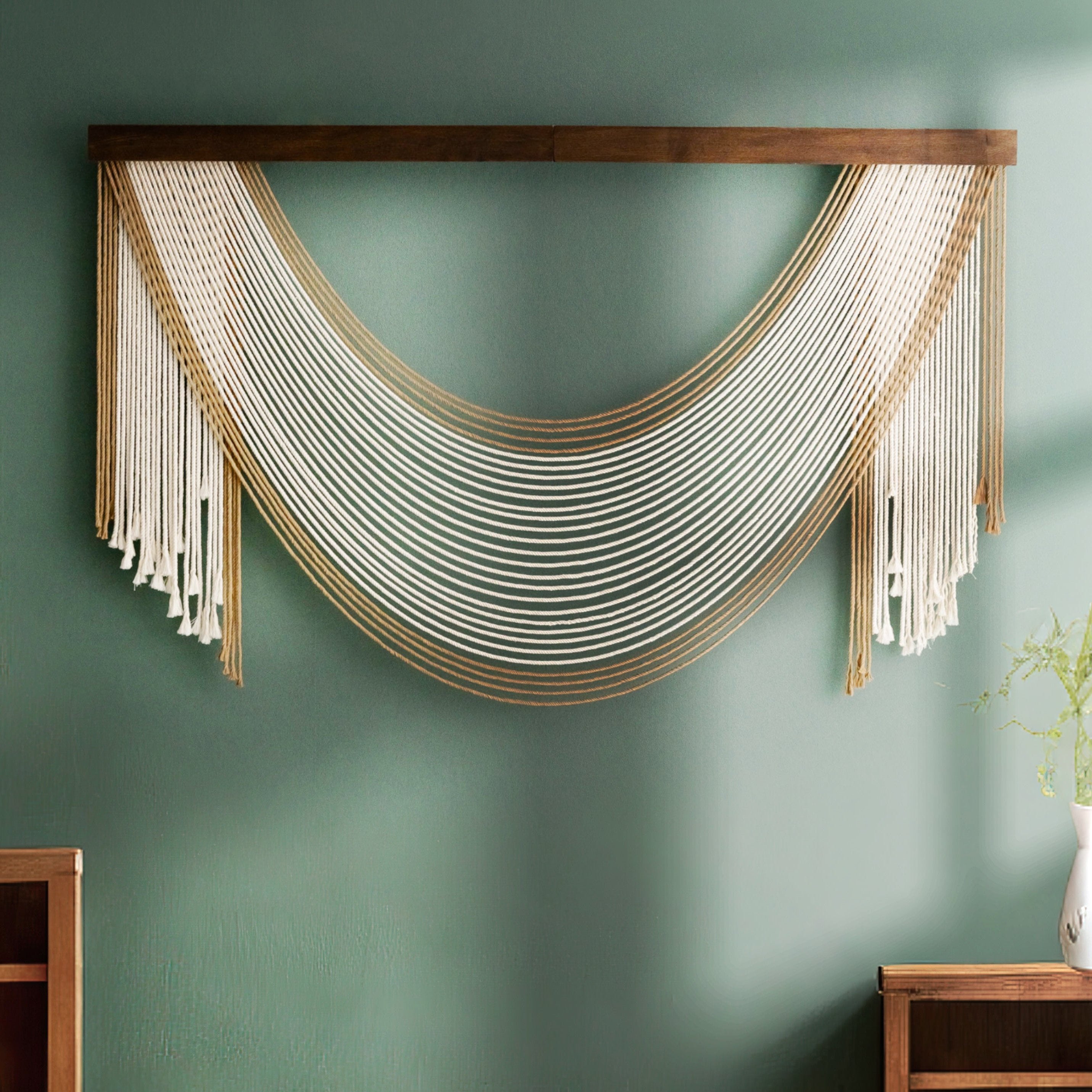 Macrame Fiber Wall Hanging For Elegant Boho Home Accents