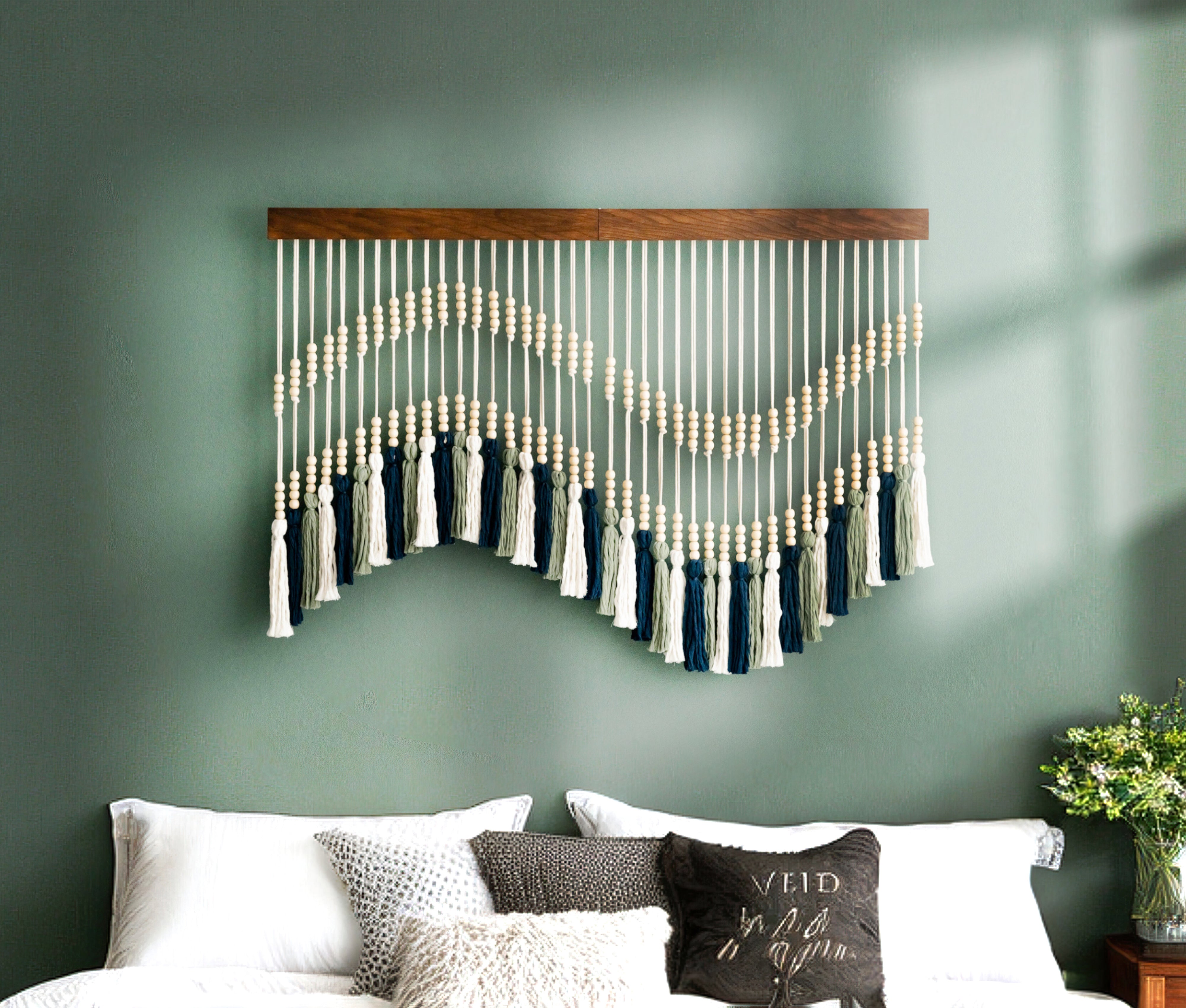 The Melody - Macrame Tassel Wall Hanging with Wood Beads V55