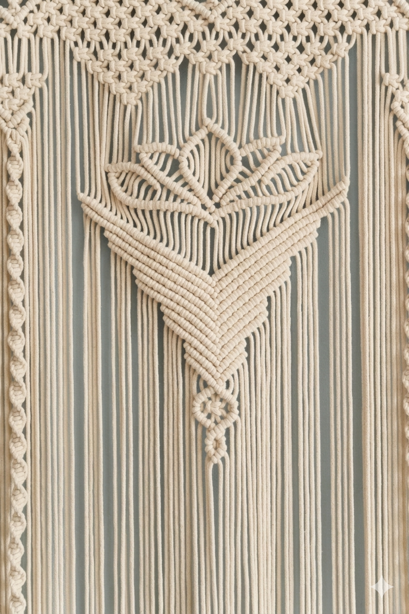 Macrame Curtain for Boho Wall Decor and Woven Room Divider C17