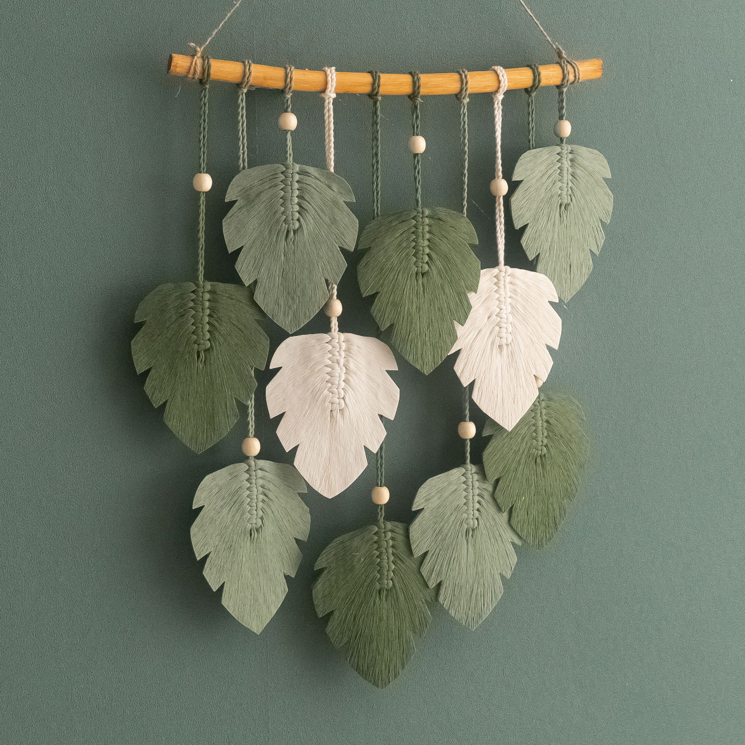 Macrame Leaves Wall Hanging Cotton for Boho Leaf Decor L47