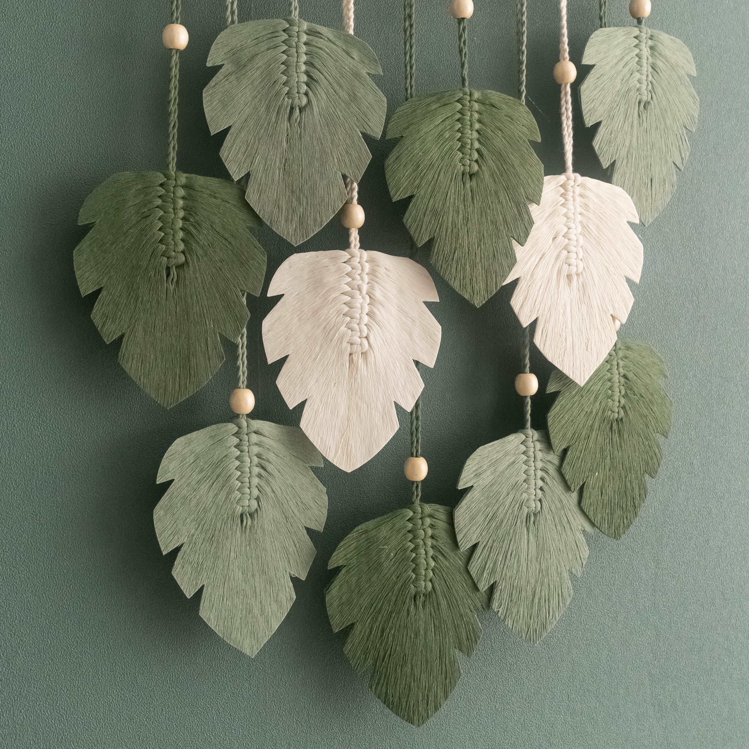 Macrame Leaves Wall Hanging Cotton for Boho Leaf Decor L47