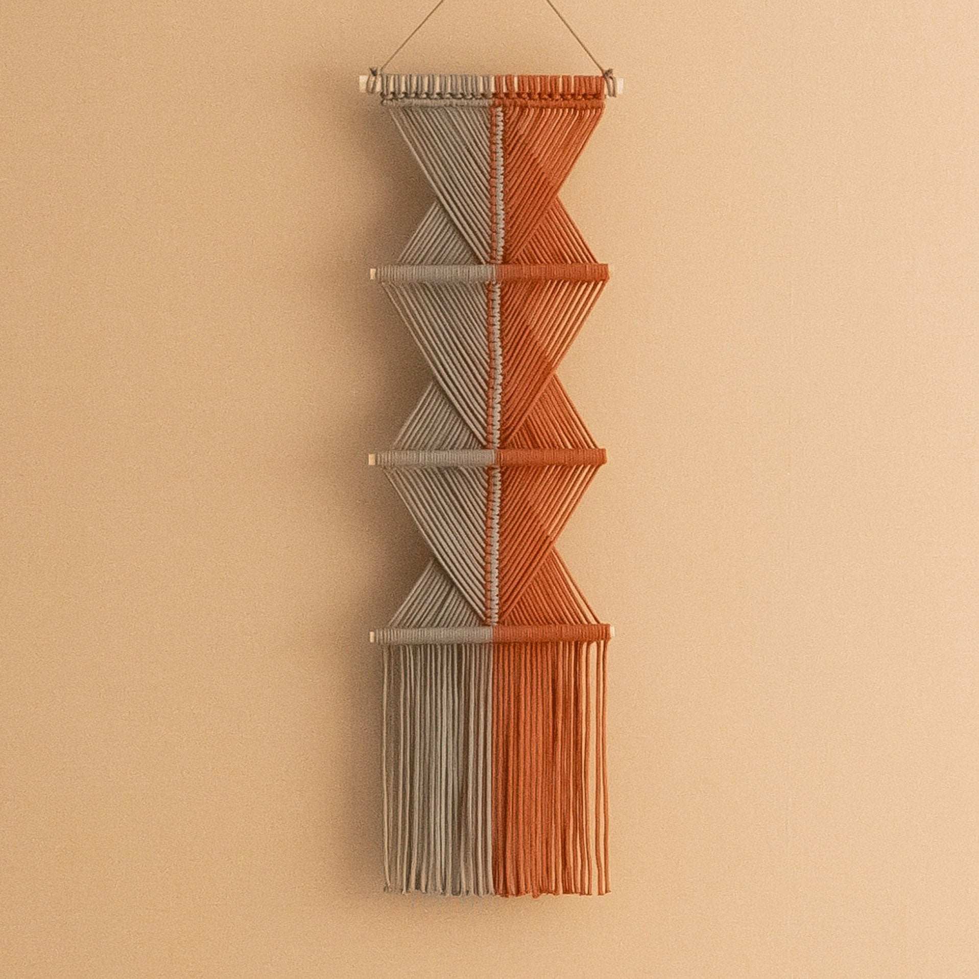 Fiber Wall Hanging - Geometric Macrame Cotton Wall Art Decor V77
