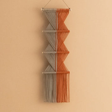 Fiber Wall Hanging - Geometric Macrame Cotton Wall Art Decor V77