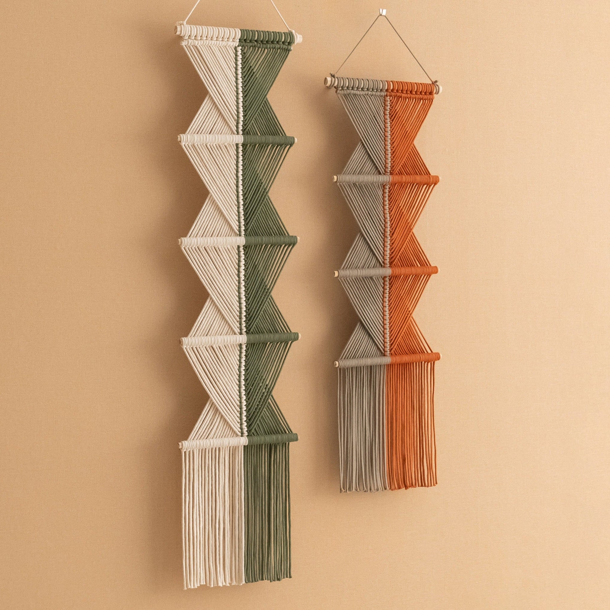 Fiber Wall Hanging - Geometric Macrame Cotton Wall Art Decor V77