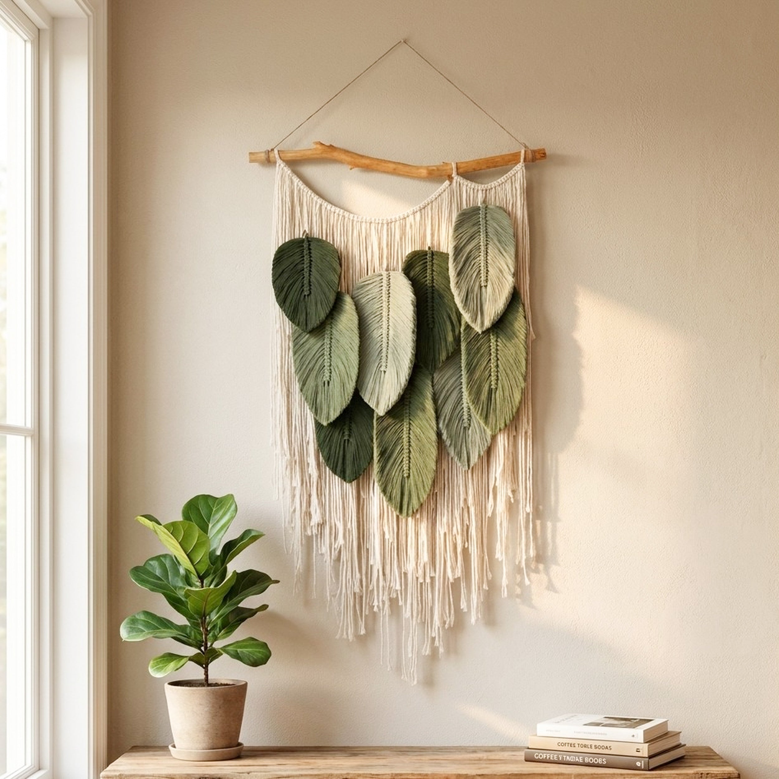 Macrame Leaves Wall Hanging Botanical Wall Decor for Home L45